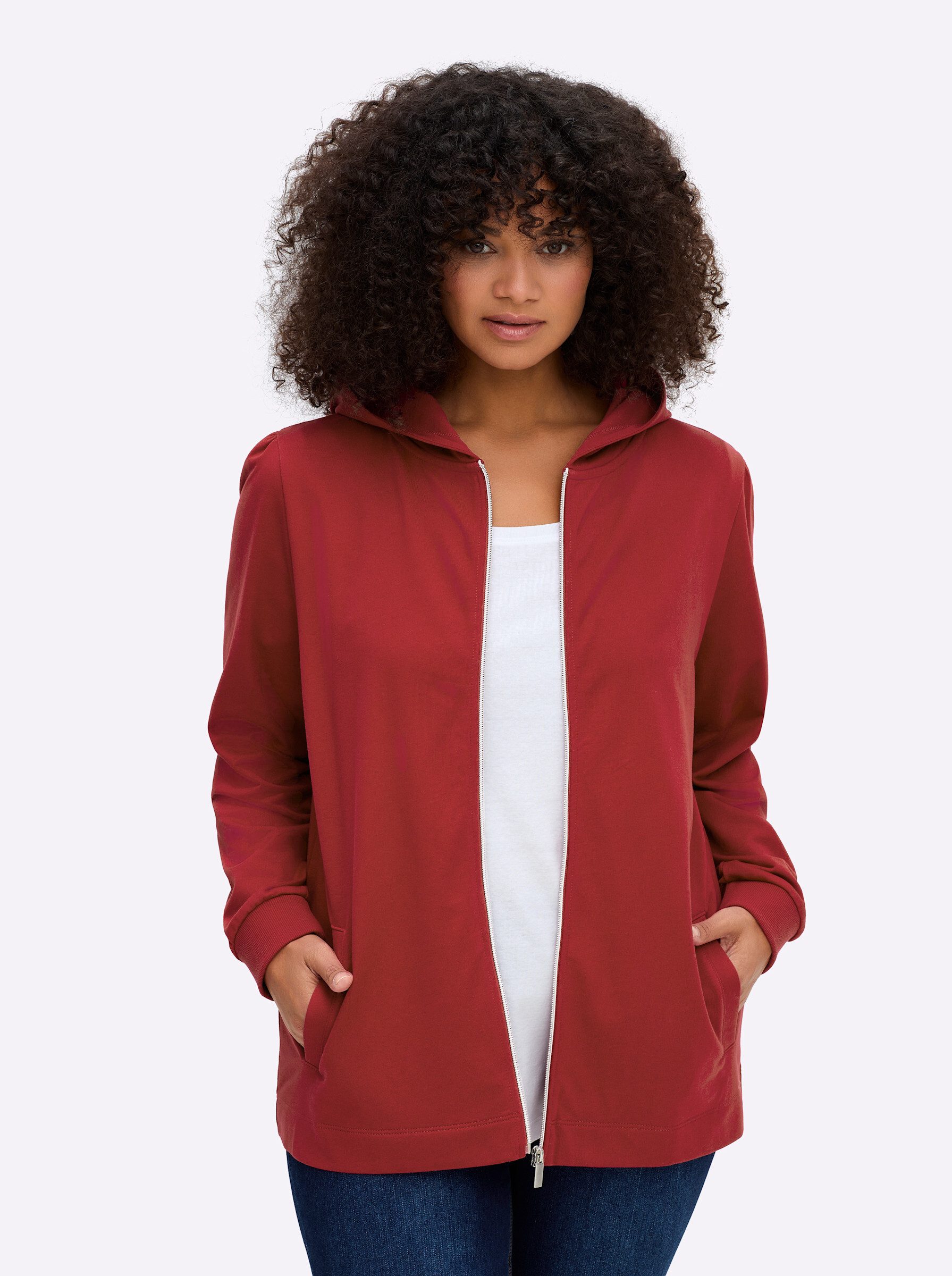 Sheego Shirtjacke Sweatjacke Langarm günstig online kaufen