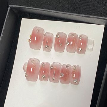 JOHNRAMBO Kunstfingernägel Rosa Diamant Handgefertigte Nägel Nageldesign-Sets
