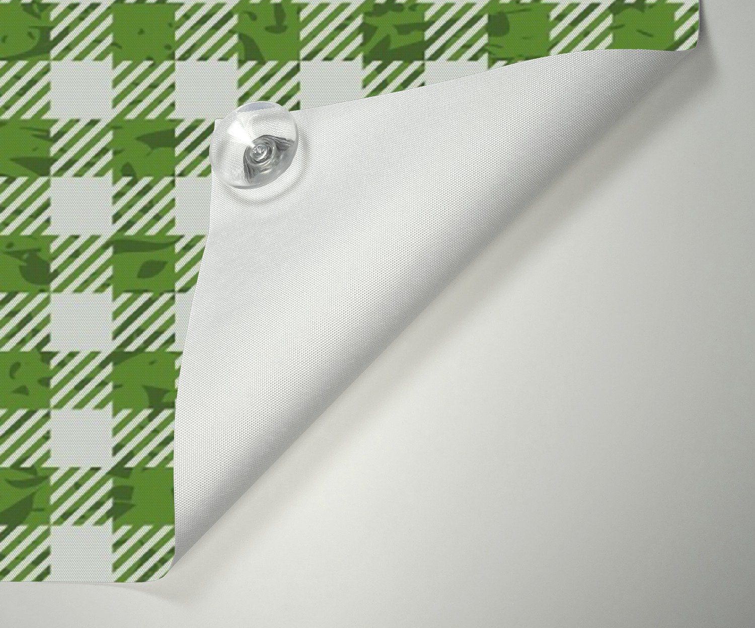 grün Tischdecke Sonnenschutz Wallario, und wiederverwendbar wiederablösbar weiß kariert, einer in blickdicht, Muster und mit Saugnäpfen,