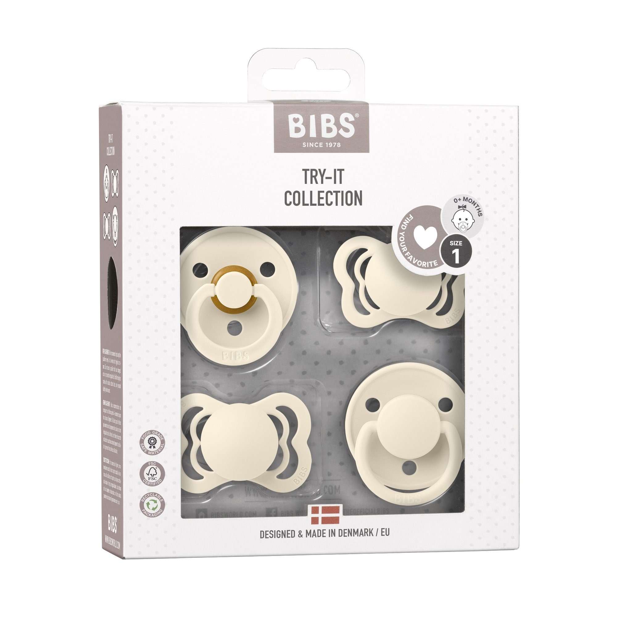 BIBS Schnuller, Bibs Beruhigungssauger Silikon//Latex 4er Probier Pack