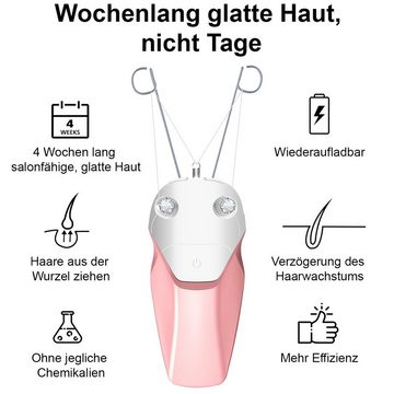 DOPWii Epilierer Gesichts-Epilierer für Frauen, USB aufladbarer, elektrischer Epilierer mit Baumwollfaden und Perlenpulver