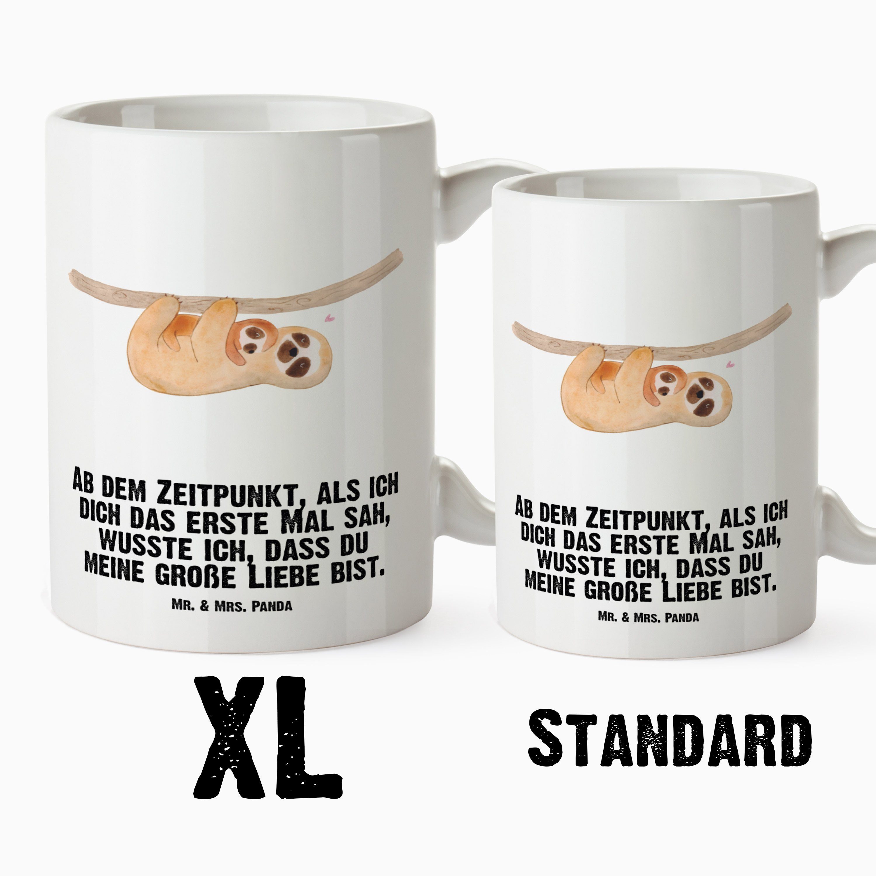 & - Mama, Geschenk, Faultier Deko, Tasse Tasse - XL Weiß Mr. Mrs. Panda Faultier Keramik Teetasse, mit Kind XL