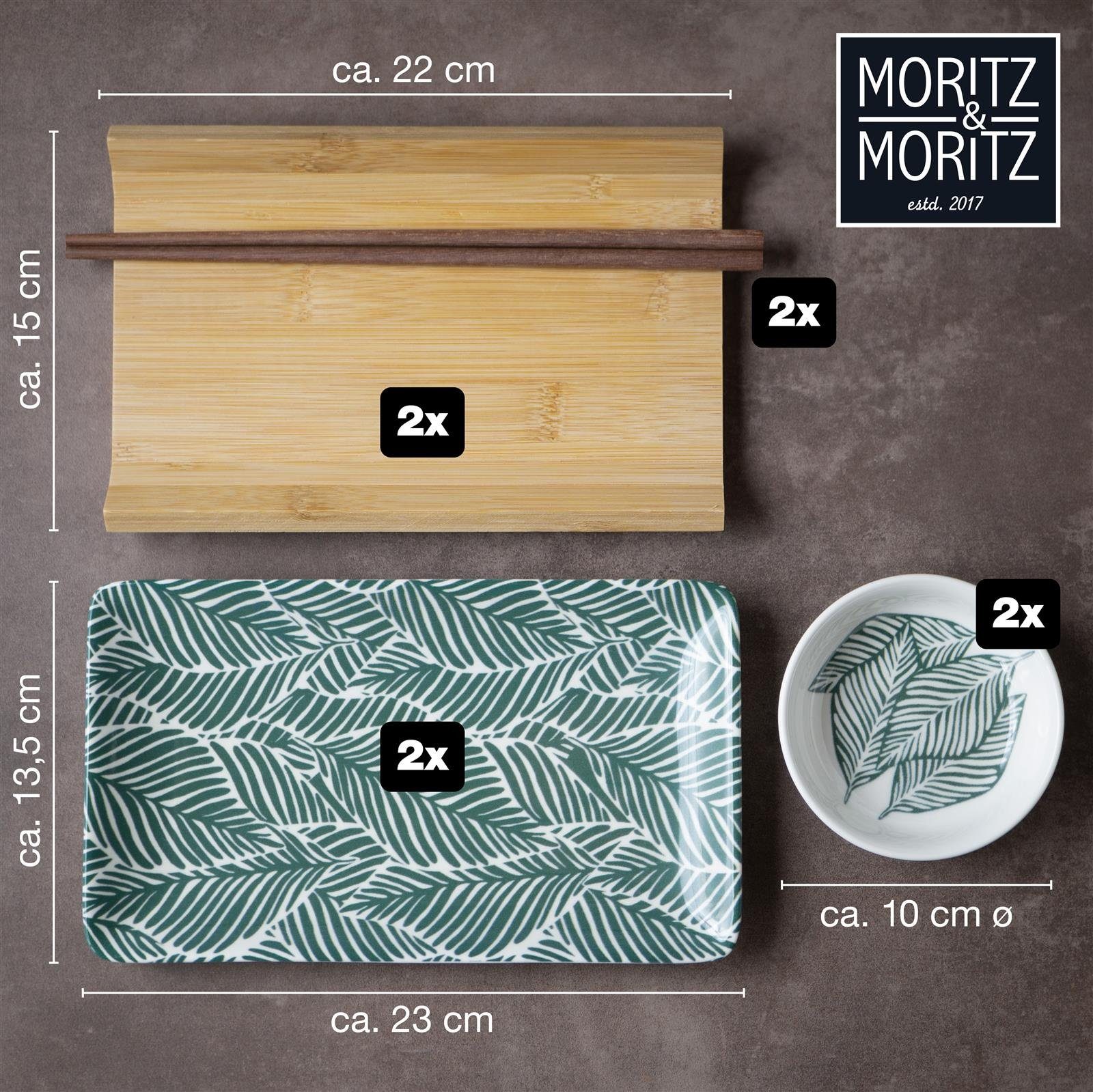 Moritz & Moritz & 2 Set Gourmet Moritz 2 Geschirrset Personen teilig Moritz Blätter - Tafelservice 10 Sushi (8-tlg), Personen, für grüne