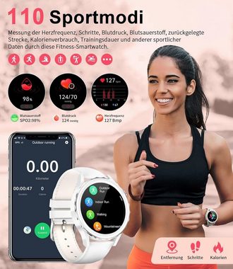 Lige Smartwatch (1,32 Zoll, Android iOS), Damen mit Telefonfunktion IP68 Wasserdicht 100+ Sportmodi Fitnessuhr