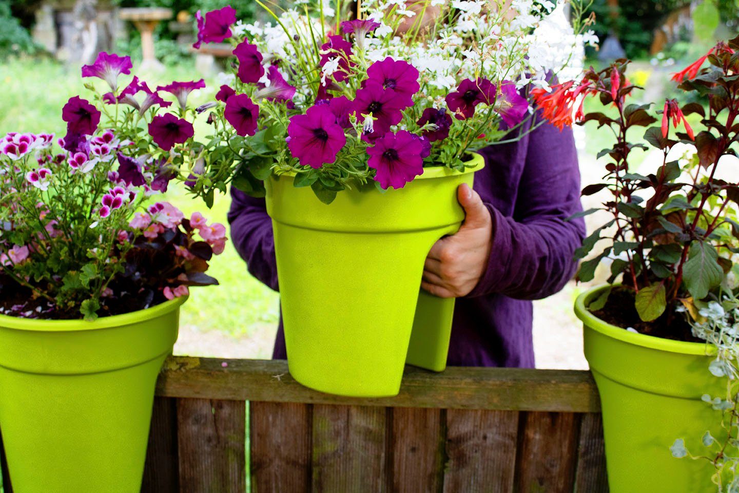 KHW Balkonkasten Flowerclip (Set, 3 St), Ø 27 cm, Mit Befestigungsband und  einer ausführlichen Anleitung, 100% sicher anzubringen