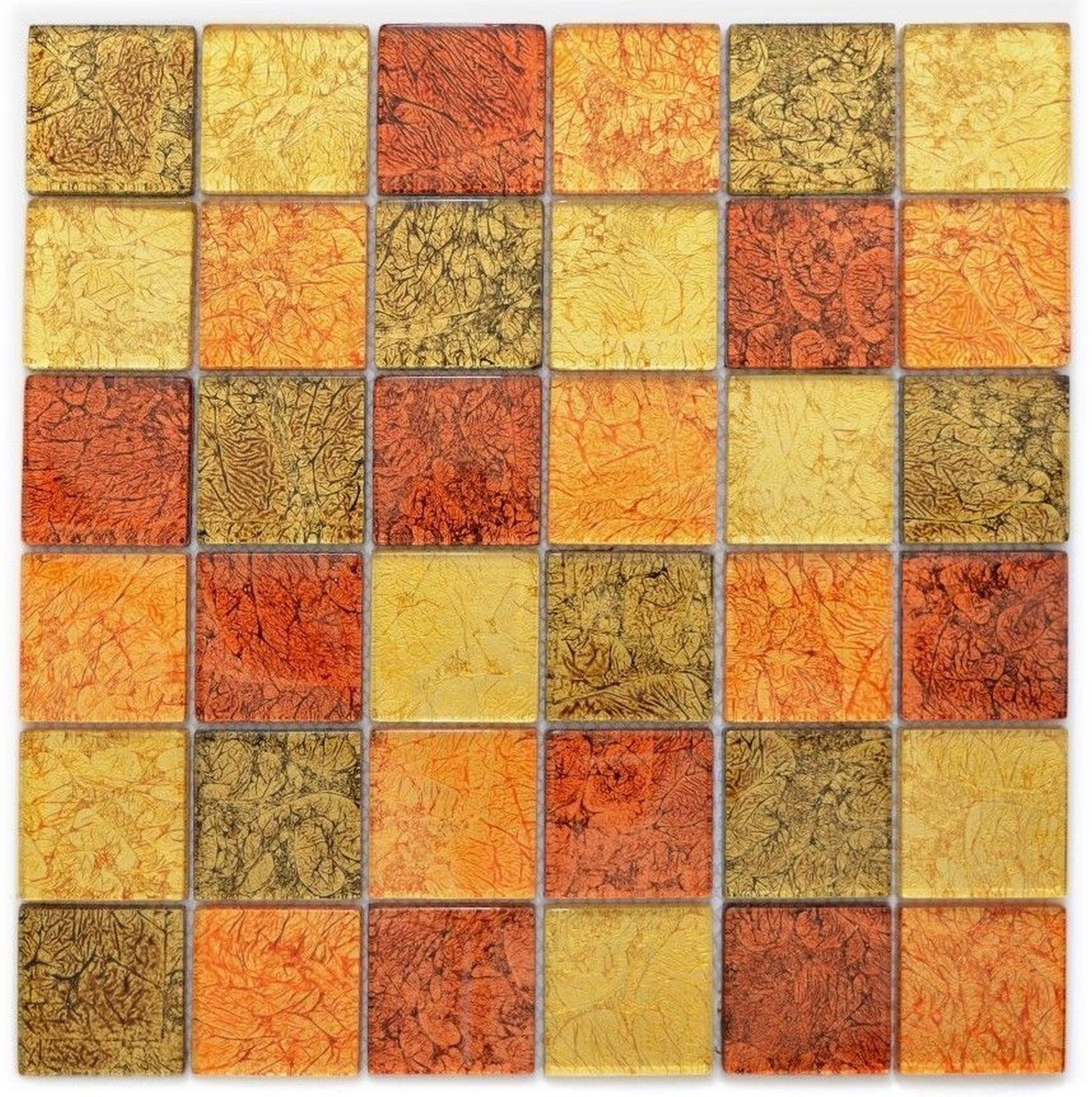 Mosani Mosaikfliesen Glasmosaik gold orange Mosaikfliese Struktur Fliesenspiegel Küche