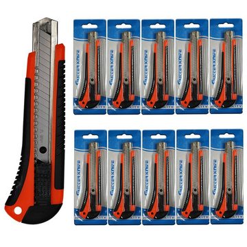 HELO24 Cuttermesser Teppichmesser Paketmesser Orange 10 Stück 18mm, (10-tlg)
