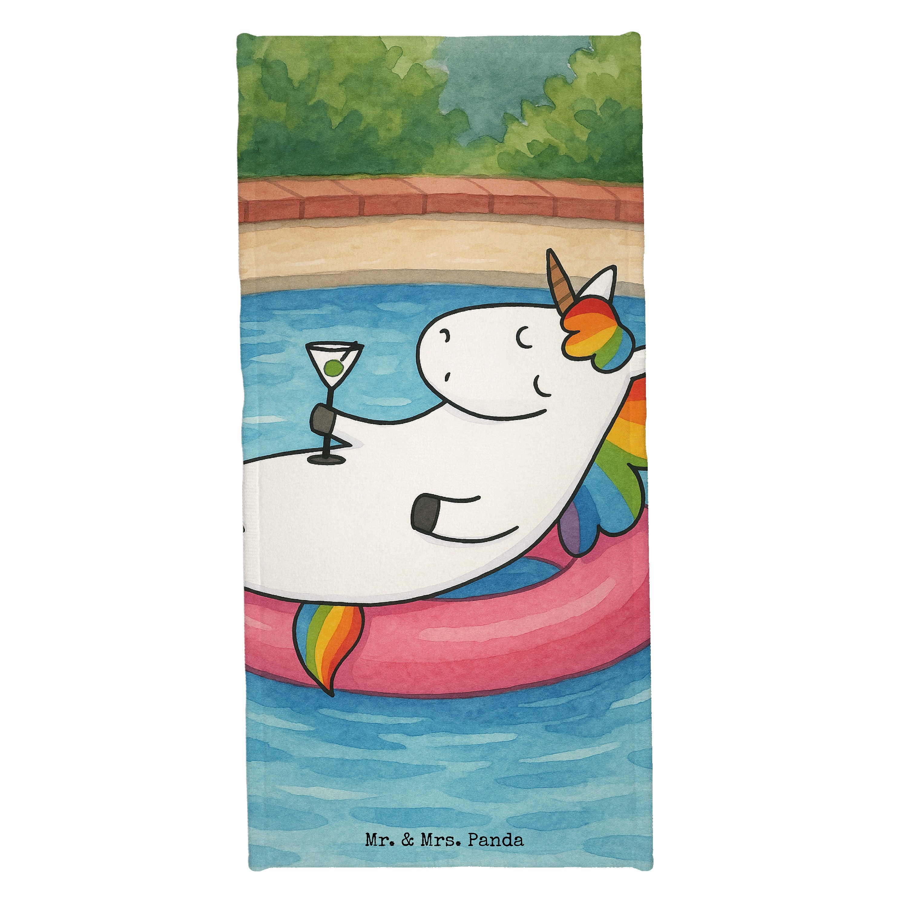Mr. & Mrs. Panda Handtuch Einhorn Cocktail Design, Strandtuch, Weiß, Duschhandtuch, Cuba Libre, Kunstfaser (Packung), Caipirinha Party Rum