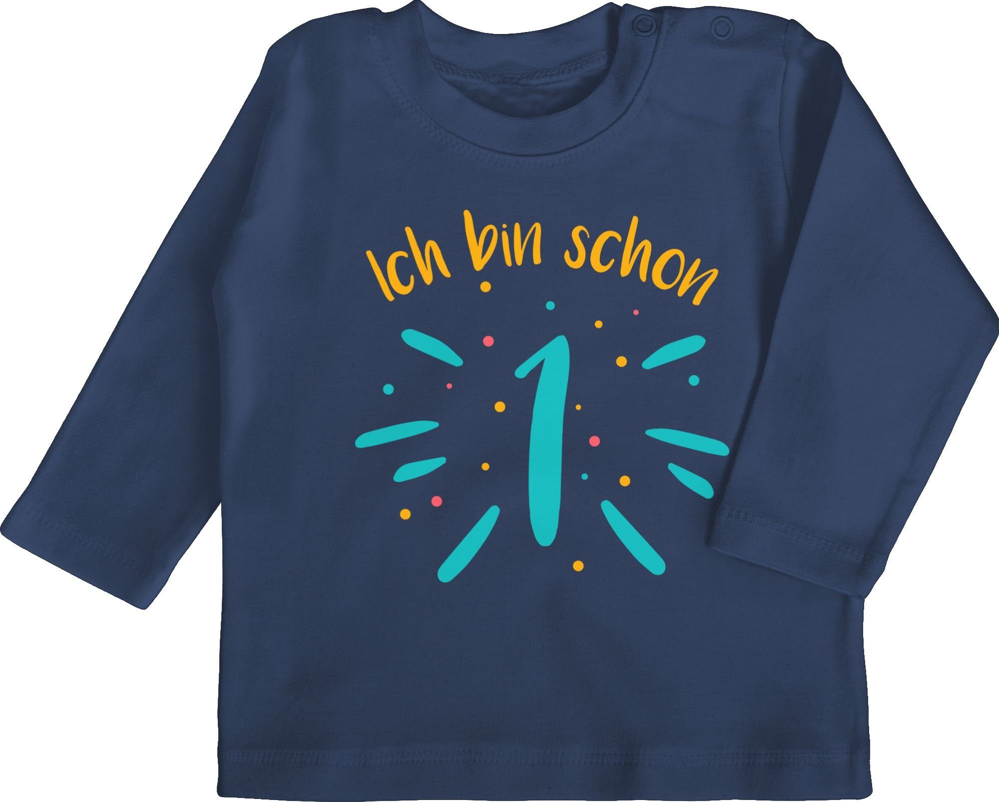 Shirtracer T-Shirt Ich bin schon eins Konfetti bunt 1. Geburtstag 1 Navy Blau