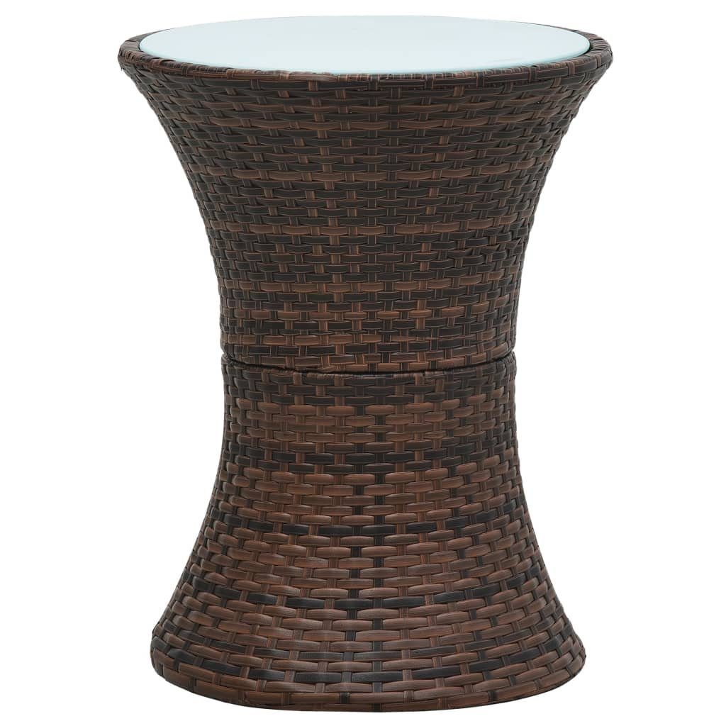 furnicato Rattan Garten-Beistelltisch Braun Trommelform Gartentisch Poly