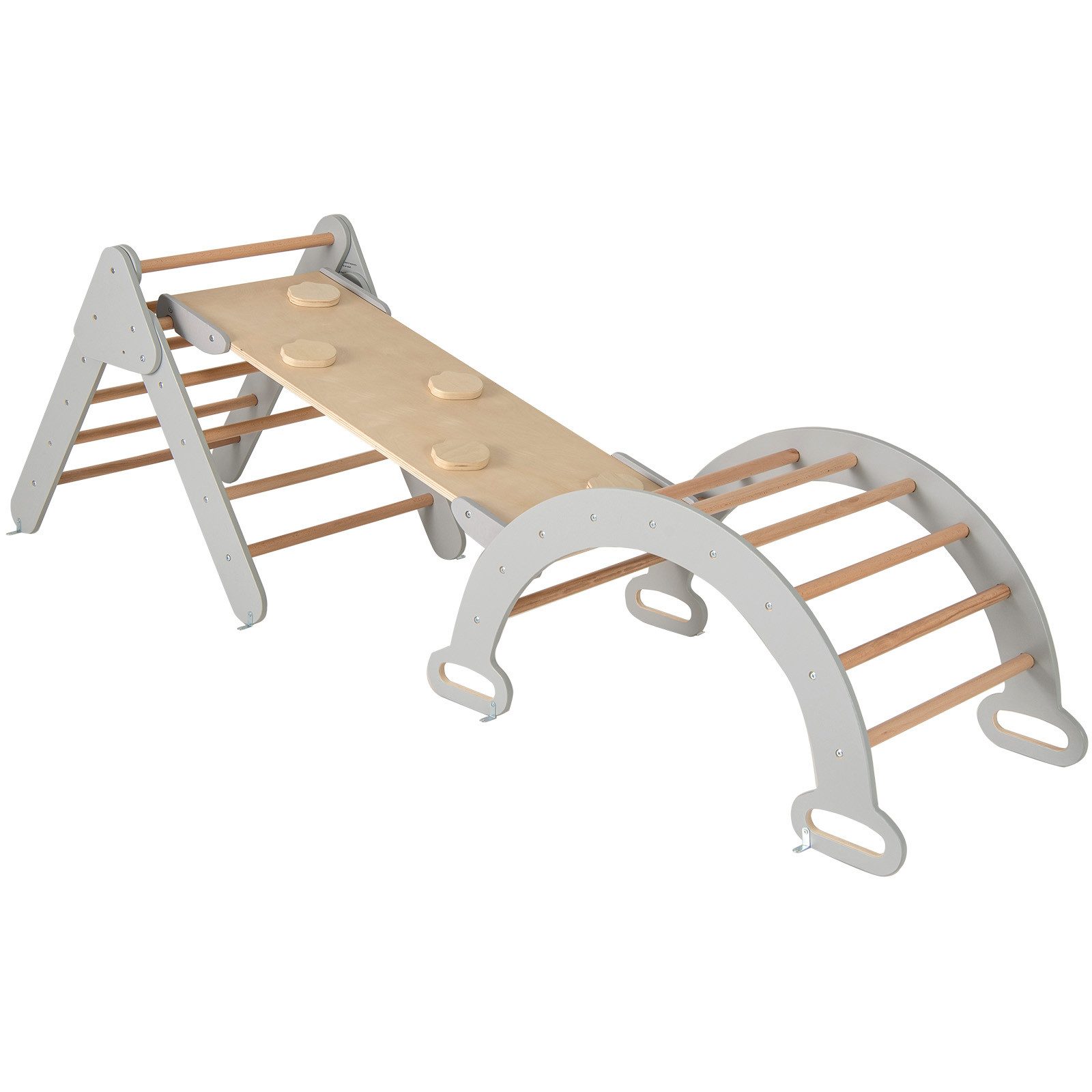 COSTWAY Klettergerüst, (3-St), Multifunktionales, zum Klettern, Rutschen und Wippen