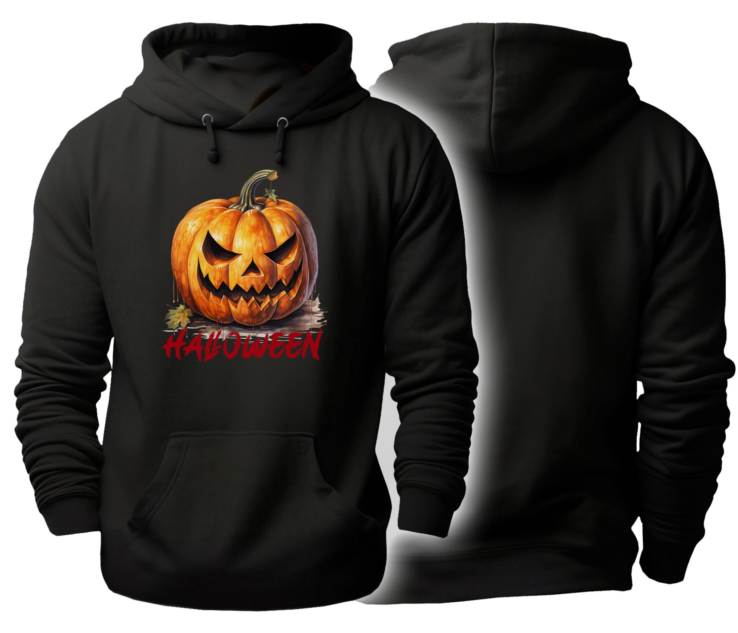 MyDesign24 Hoodie Halloween Kapuzen Pulli - Grusel Kürbis Herren und Damen Kapuzensweater - Halloween Hoodie i413
