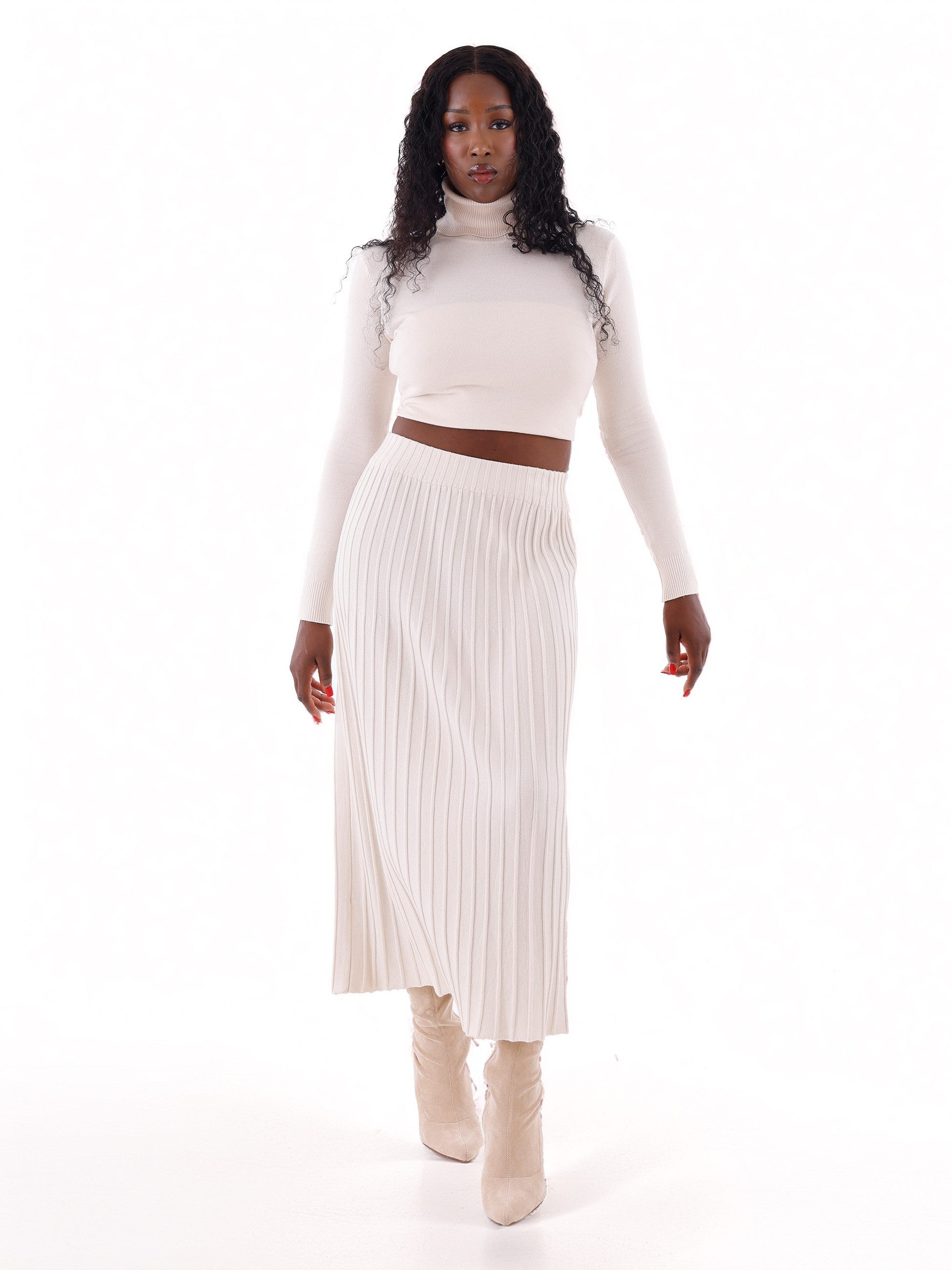 YC Fashion & Style Maxirock Strickrock Midi Rippoptik – elegant & bequem On günstig online kaufen