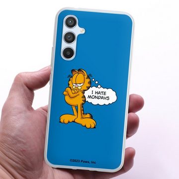 DeinDesign Handyhülle Garfield Katze Spruch Garfield I Hate Mondays Blue, Samsung Galaxy A54 5G Silikon Hülle Bumper Case Handy Schutzhülle