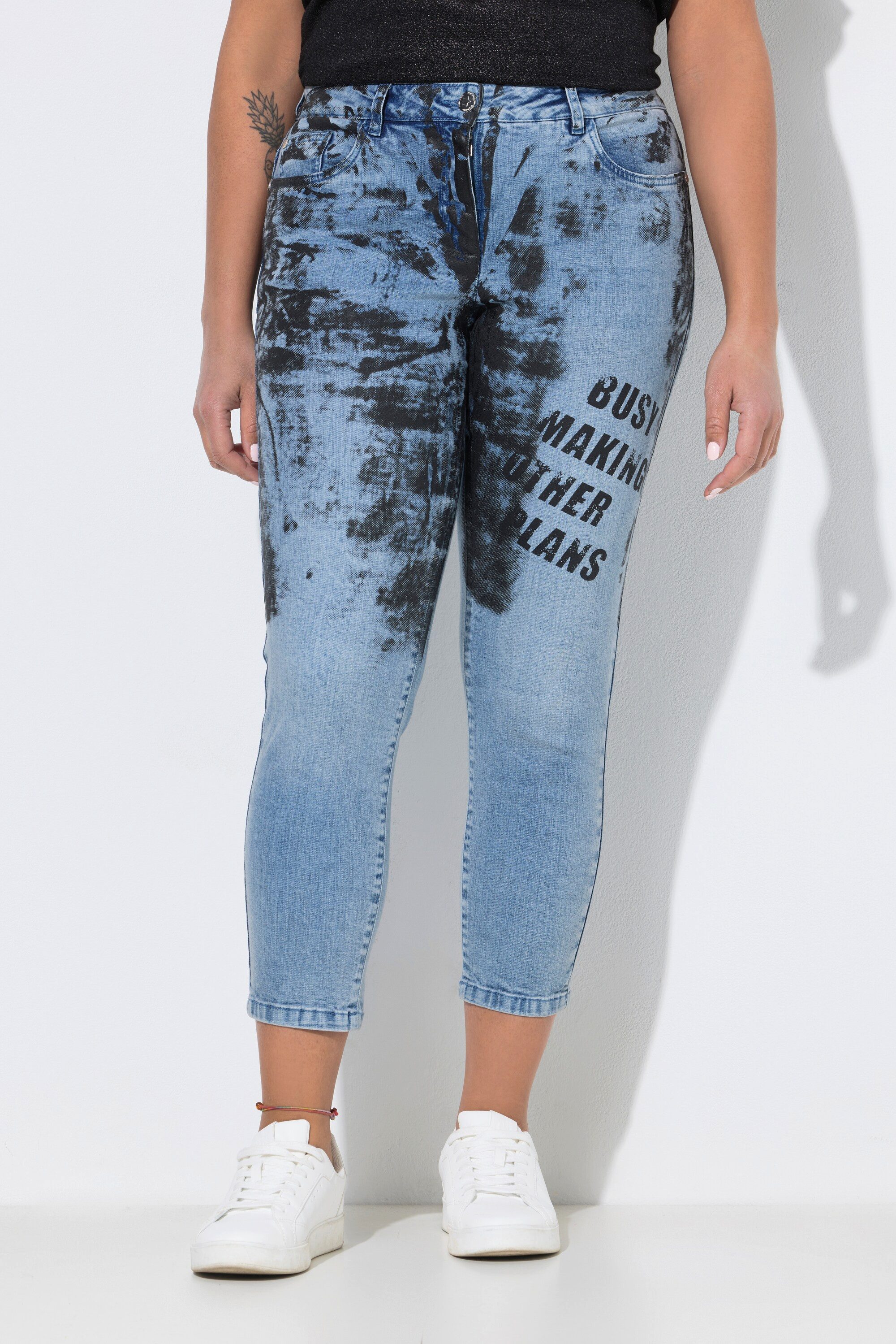 Angel of Style Regular-fit-Jeans 7/8-Jeans Slim Fit moderner Druck 5-Pocket