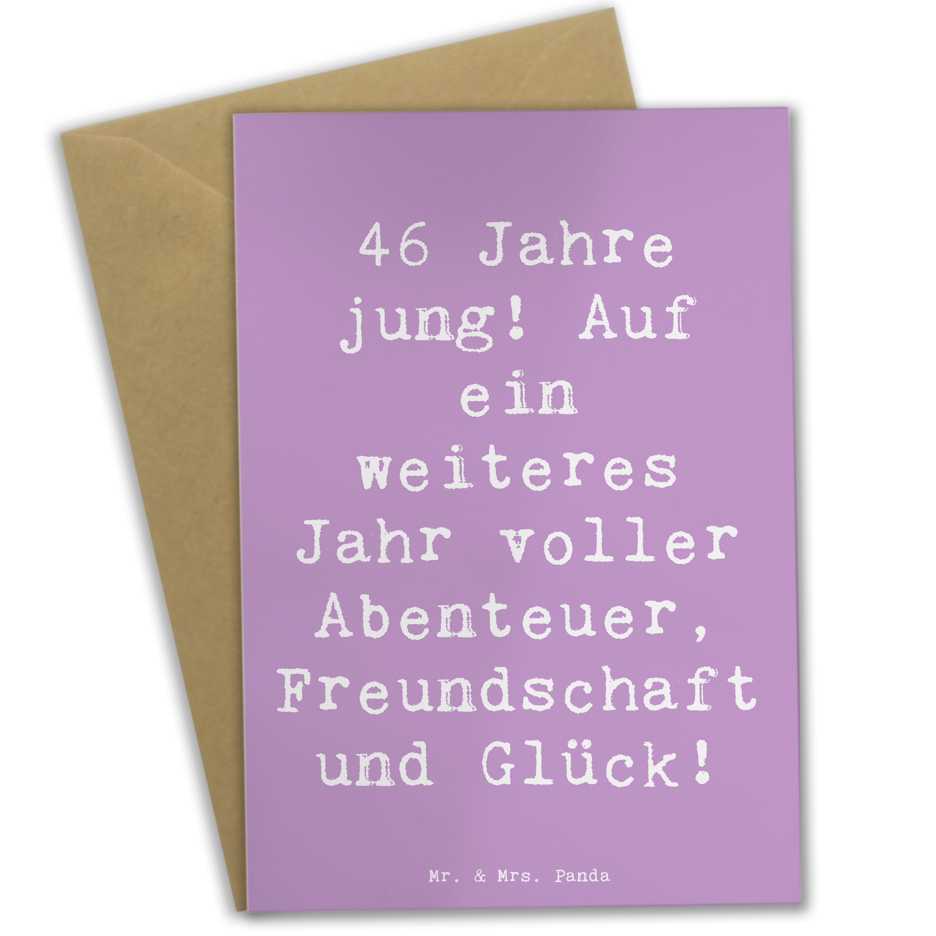 Mr. & Mrs. Panda Grußkarte Spruch 46. Geburtstag Lavendeltraum