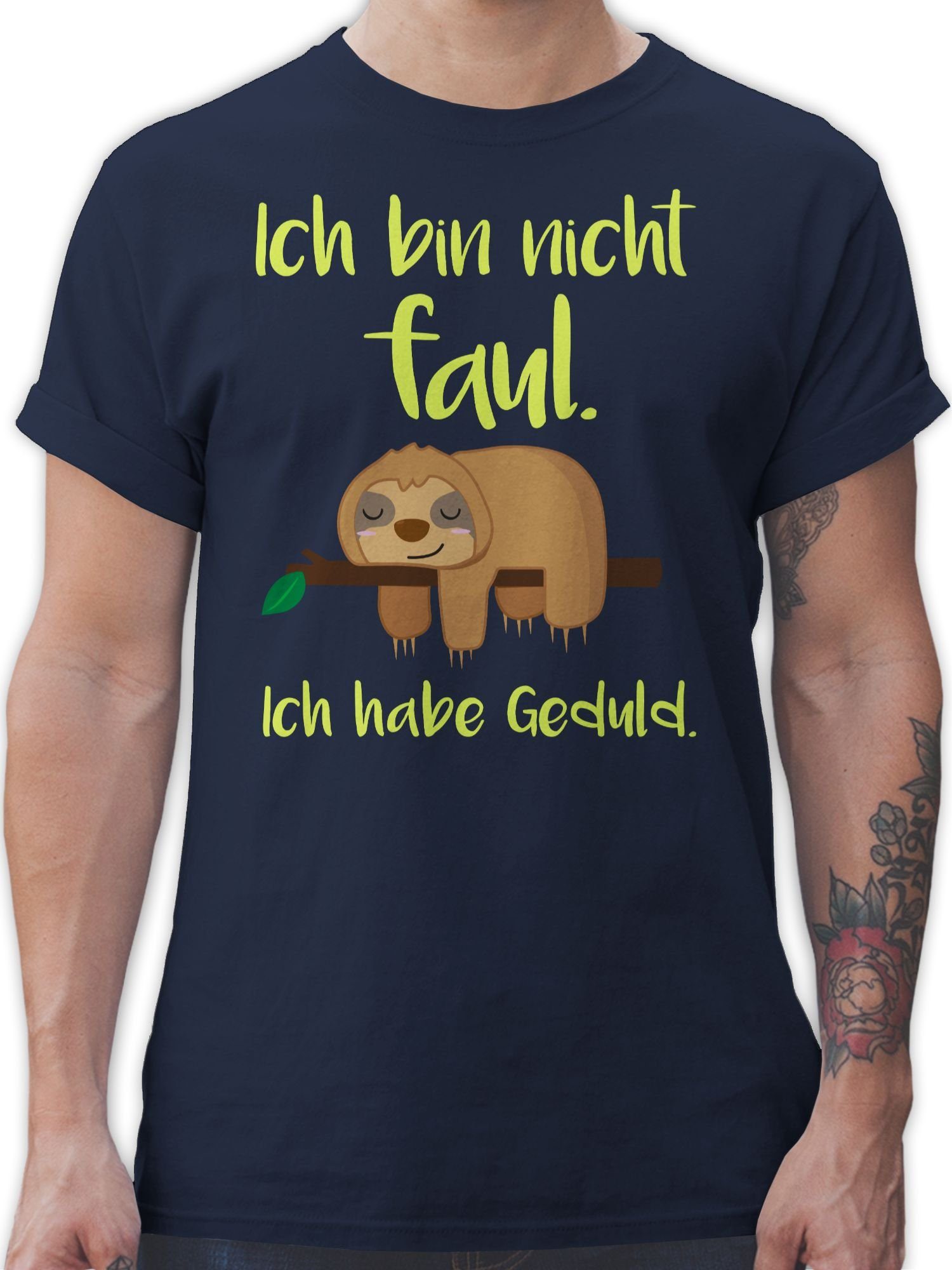 Shirtracer T-Shirt bin Ich nicht Spruch 02 Navy farbig mit Sprüche Blau faul Statement