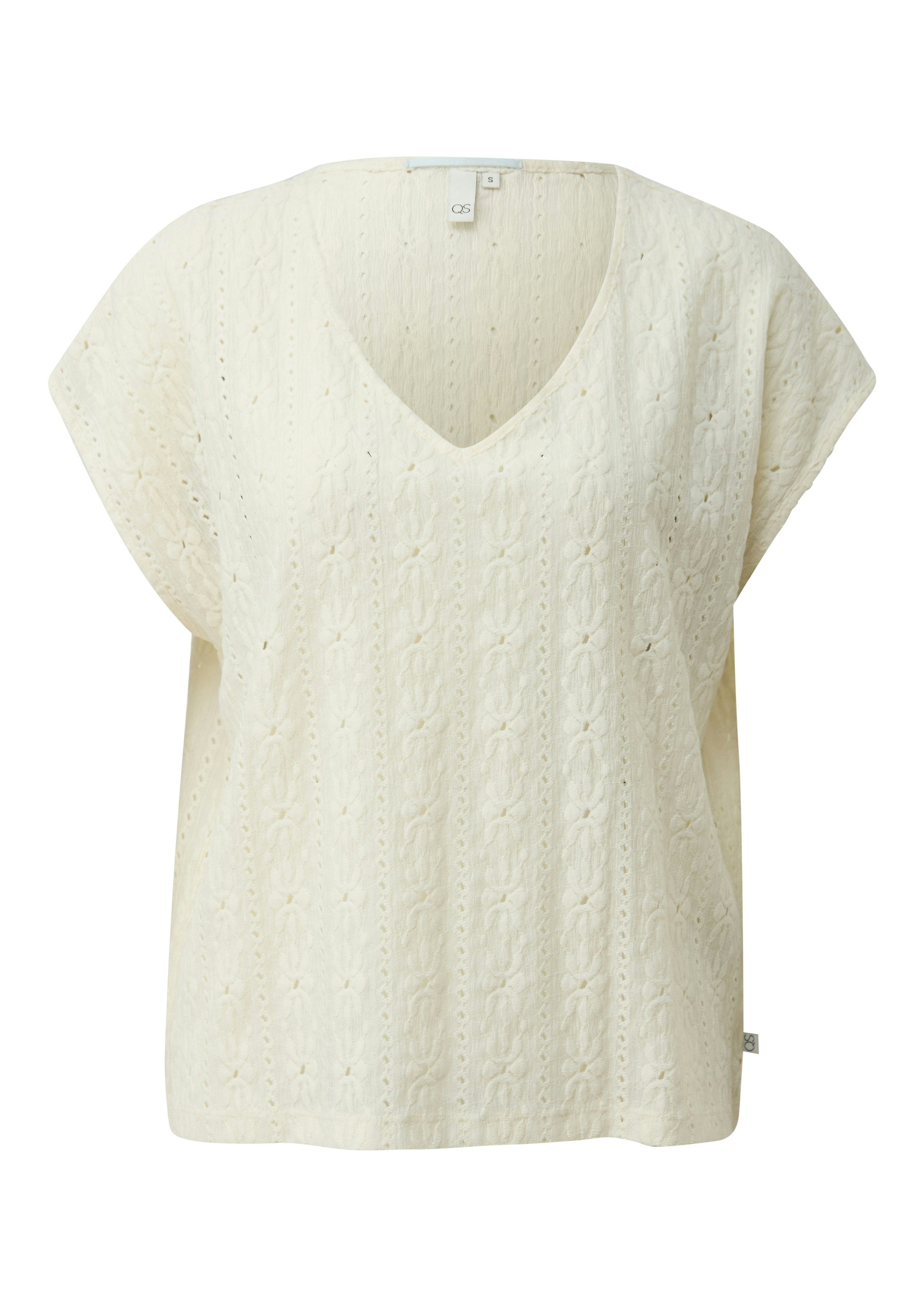 QS Kurzarmshirt mit Häkel-Applikationen – Bild 4 von 4