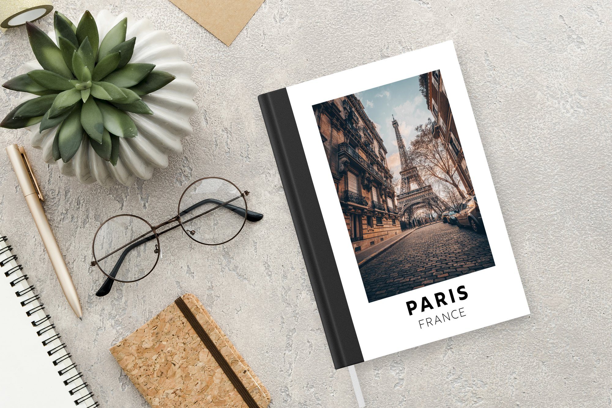 MuchoWow Notizbuch Frankreich - Paris Tagebuch, A5, Notizheft, - Eiffelturm, Haushaltsbuch Seiten, 98 Journal, Merkzettel