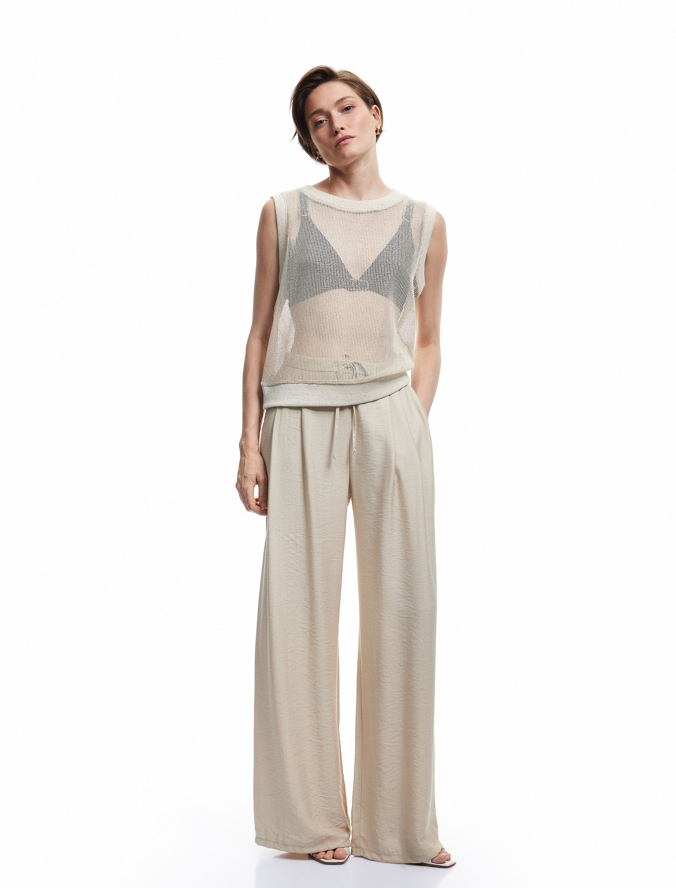 Koton Palazzohose Koton Weite Palazzo-Hose Mit Taschen