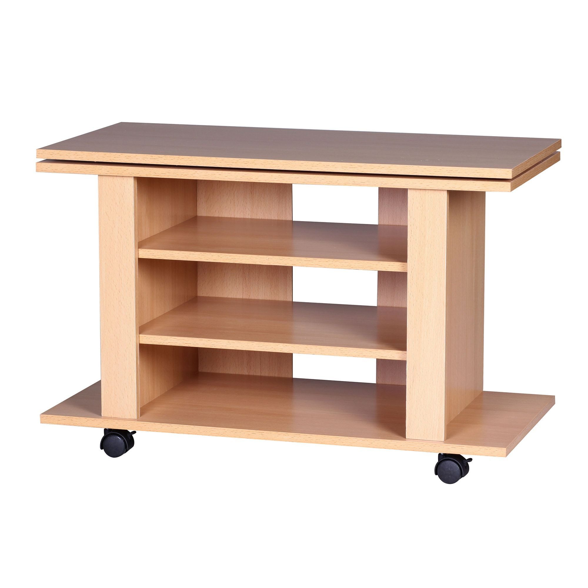 FINEBUY Lowboard Fernsehschrank Rollbar Drehbar TV Bank Schrank Möbel Ferns günstig online kaufen