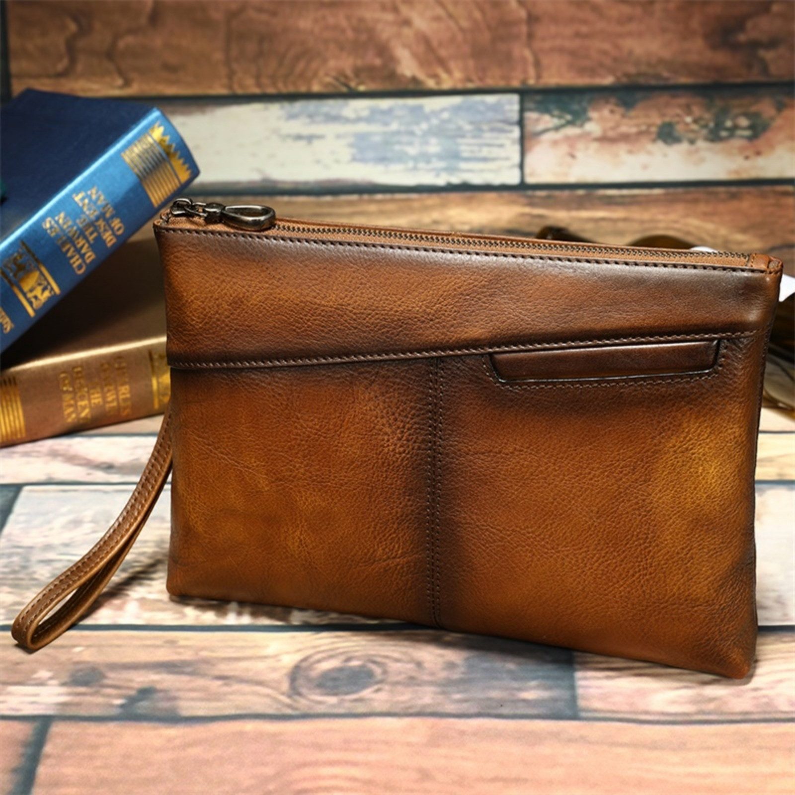 YUBRO-STUDIO Clutch Herren Leder Clutch Tasche günstig online kaufen