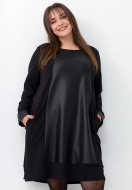 Kekoo A-Linien-Kleid Kleid aus Viskoseelasthan und Lederimitat 'Melina'