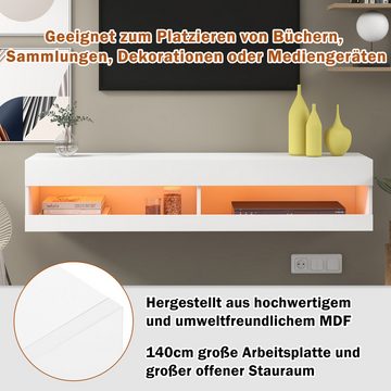 XDOVET TV-Schrank LED TV-Lowboard mit Variable LED-Beleuchtung Hochwertiges TV-Board mit viel Stauraum für Ihr Wohnzimmer 140x40x30.5cm