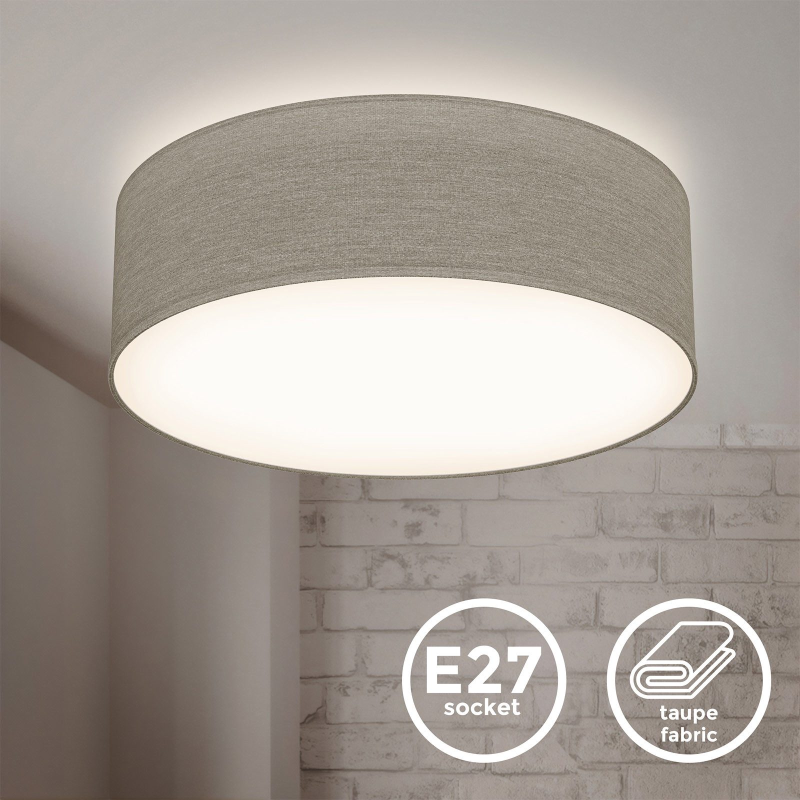 B.K.Licht Deckenleuchte Deckenleuchte Stoff-Deckenlampe Ø30cm 1-flammig günstig online kaufen