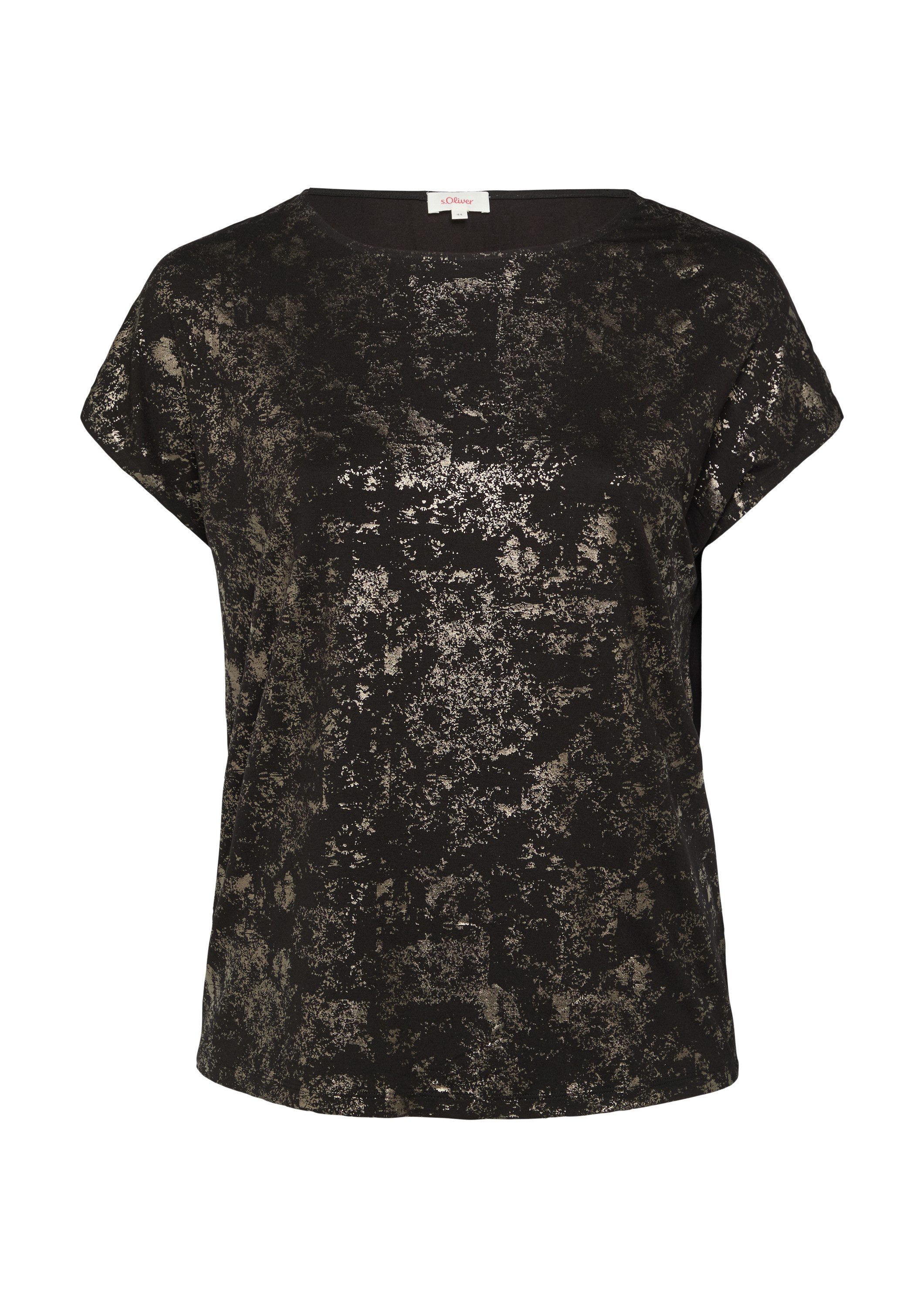 s.Oliver Kurzarmshirt T-Shirt T-Shirt mit Glitzer-Frontprint günstig online kaufen