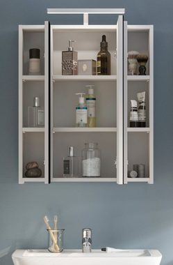 xonox.home Badezimmerspiegelschrank Linus (Badschrank in weiß, 60 x 70 cm) 3-türig 3D, 9 Fächer