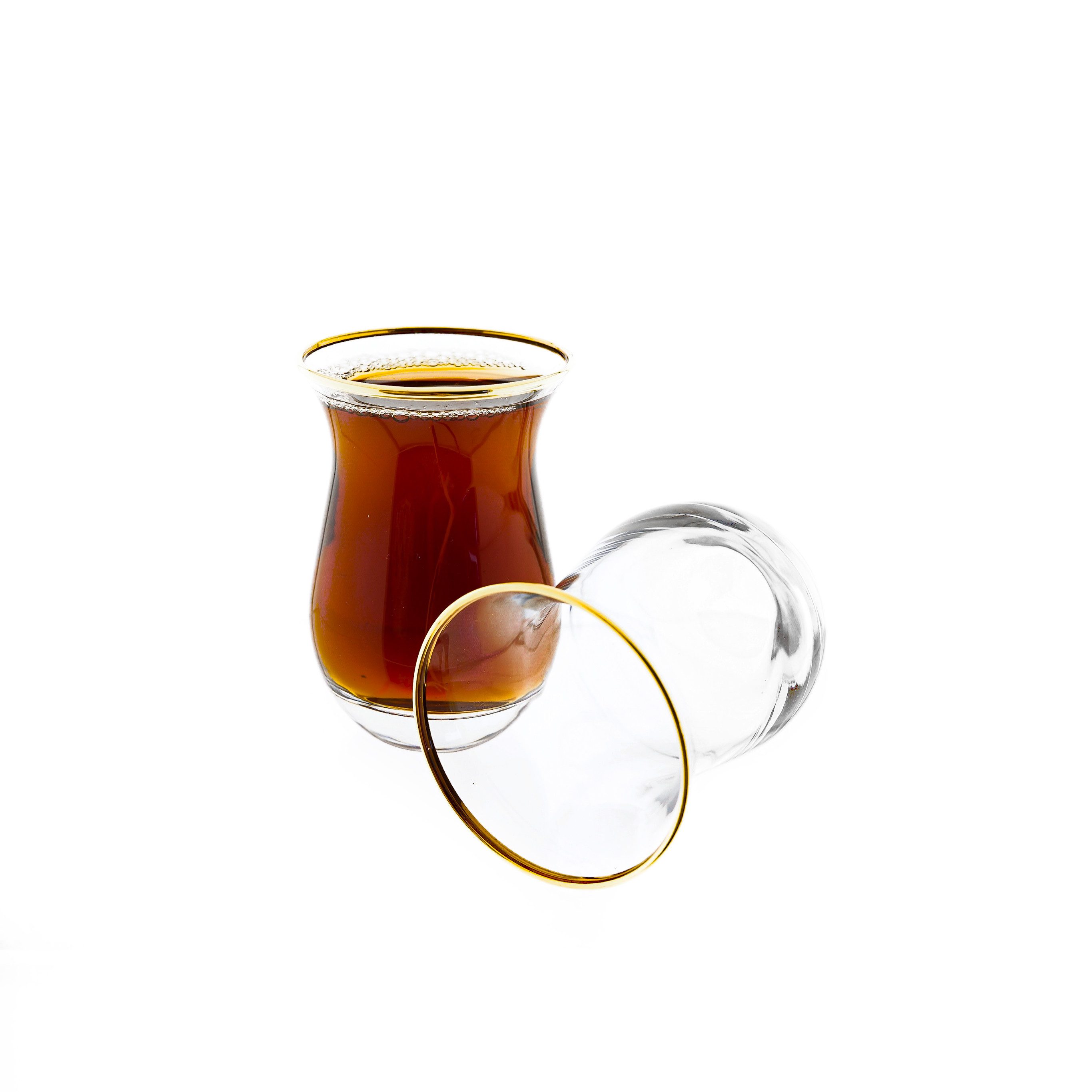 Teeglas 3 Teiliges Teegläser Set transparent mit Goldumrandung 175 ml