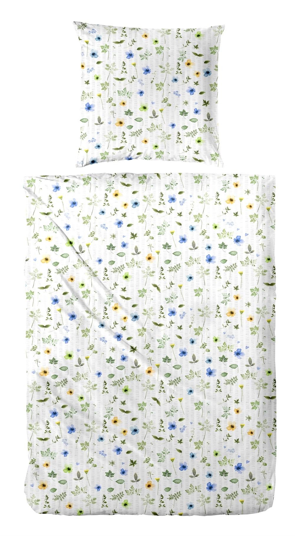 Carpe Sonno Bettwäsche Seersucker 135 x 200 155 x 220 Blumen kühl Sommer Bettwäsche Baumwolle, Seersucker, 2 teilig, OEKO-TEX Bettbezug bügelfrei Floral beblümt bunt 135x200