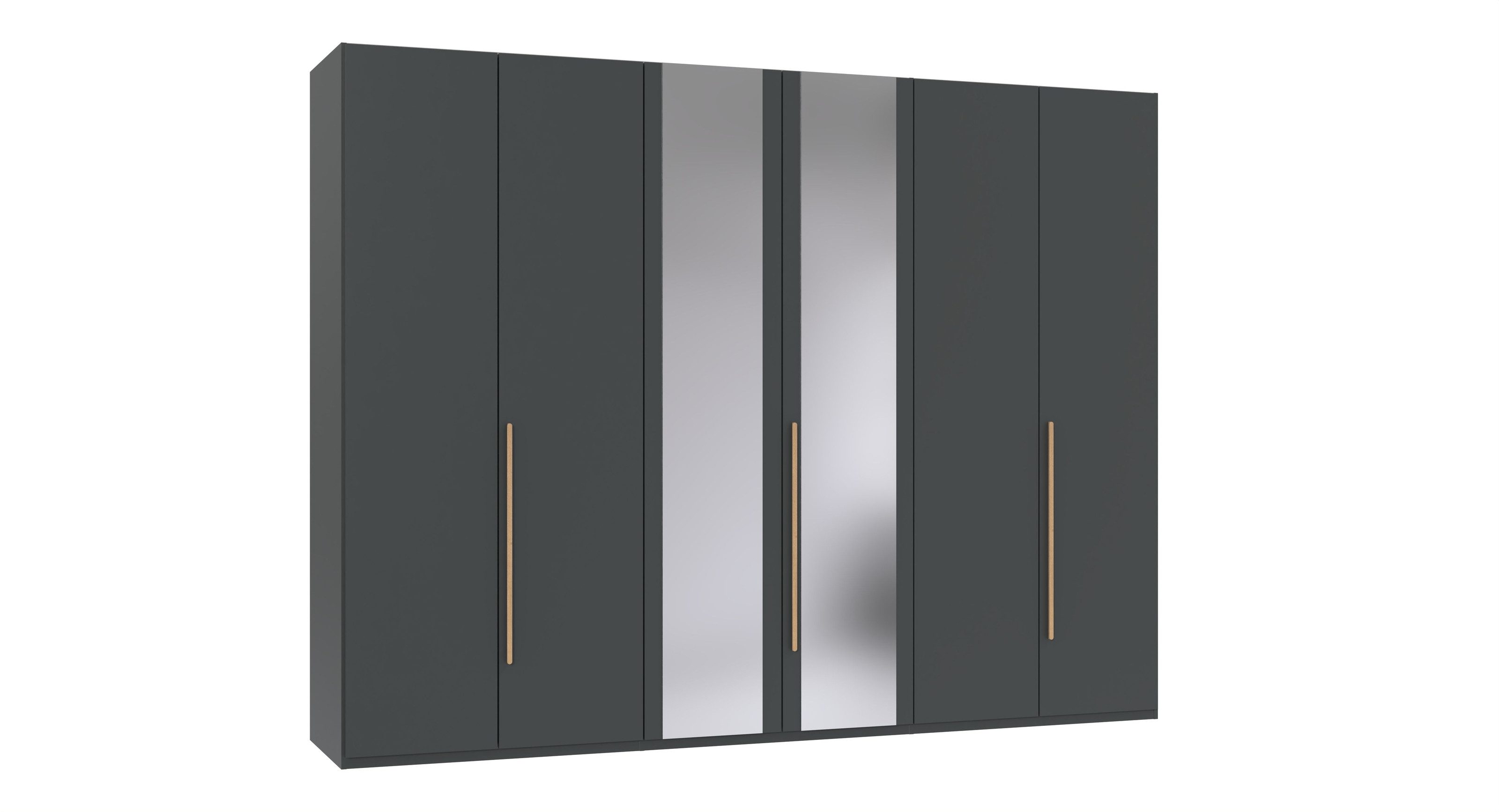 freiraum Drehtürenschrank LONDON in GRAFIT / SPIEGEL - 270x208x58cm (BxHxT)