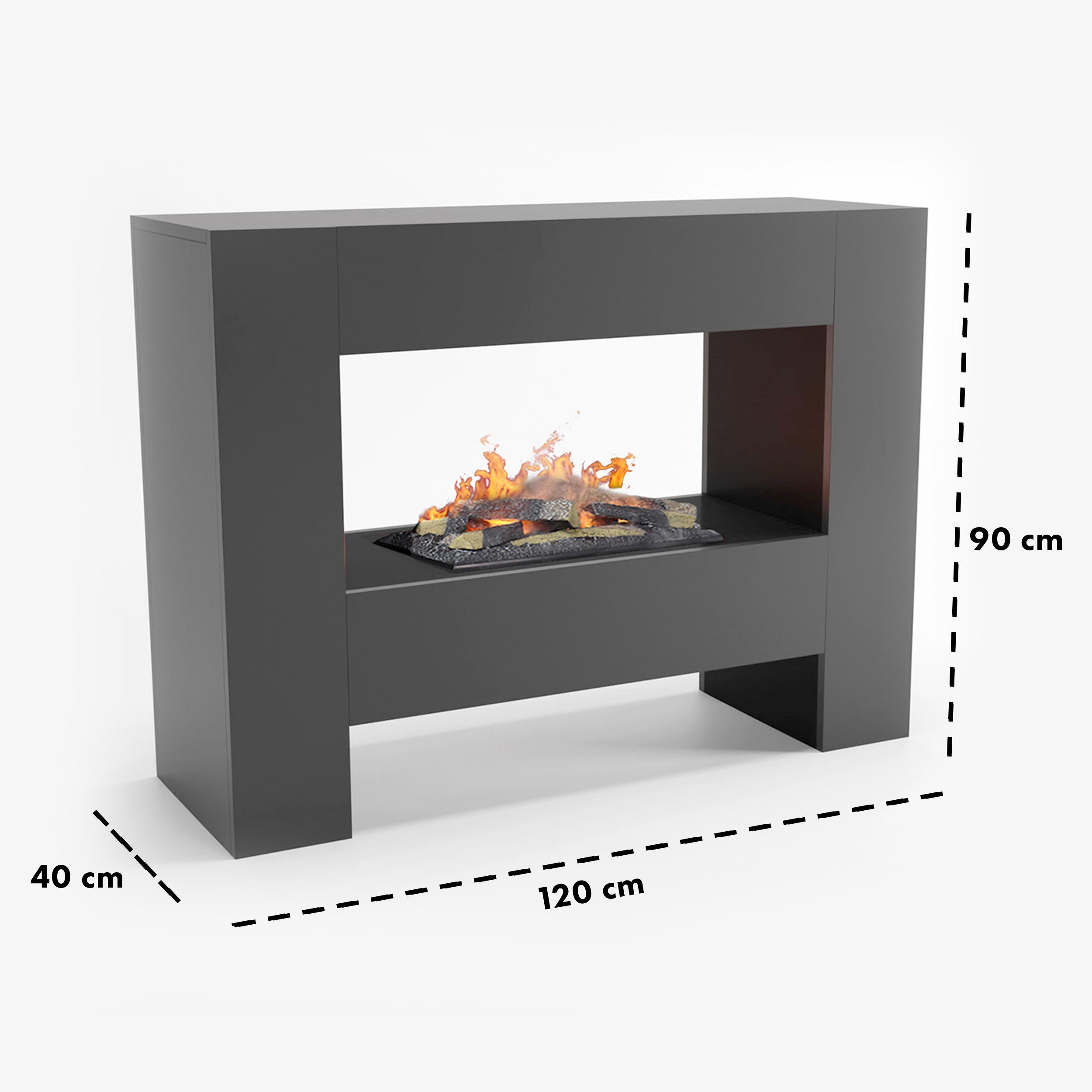 GLOW FIRE Elektrokamin Fallada Wasserdampf, Standkamin, Elektrischer Kamin, Wasserdampfkamin mit 3D Feuer und Knisterfunktion