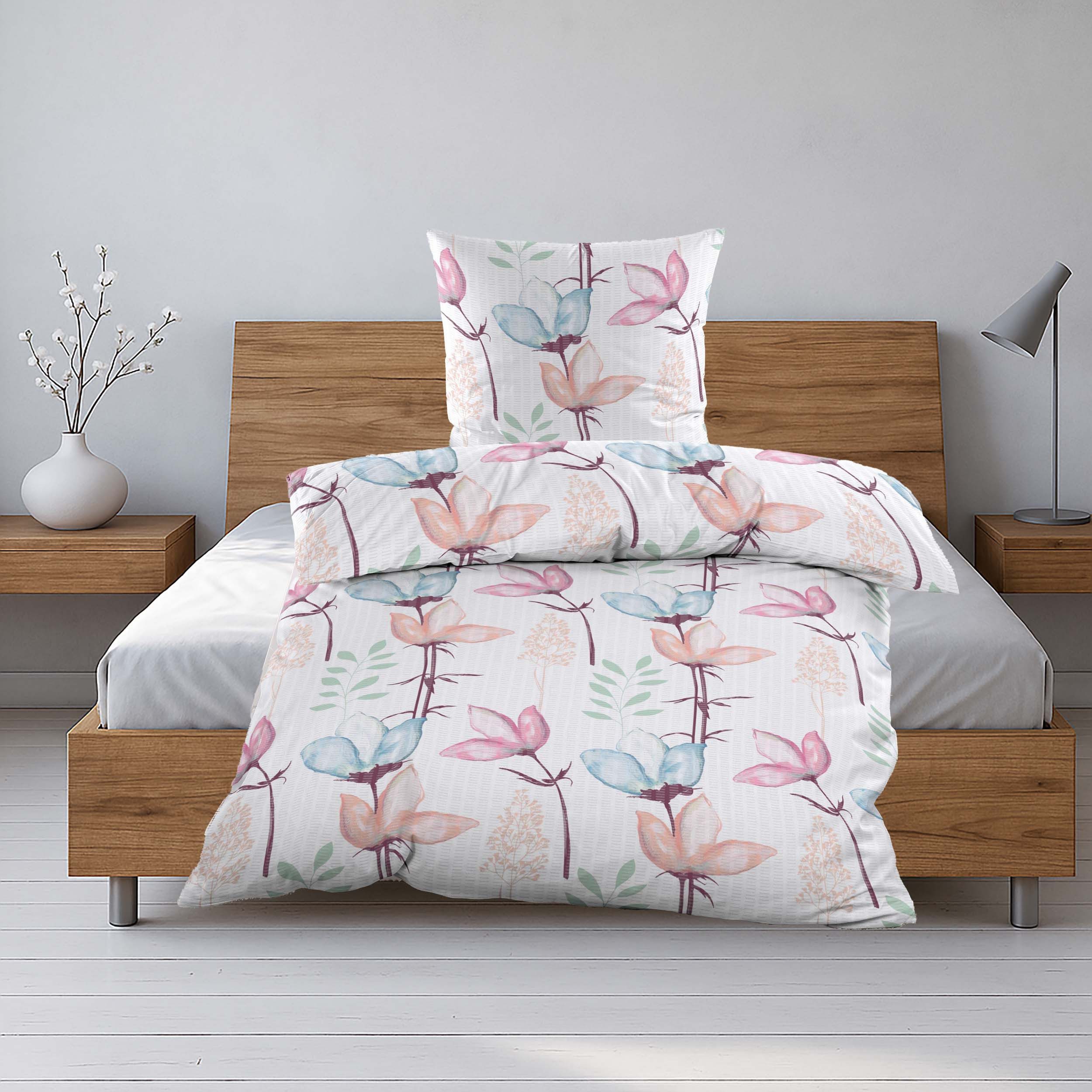 Casa Colori Bettwäsche Seersucker Bettwäsche-Set, 100% Polyester, Weiß mit günstig online kaufen