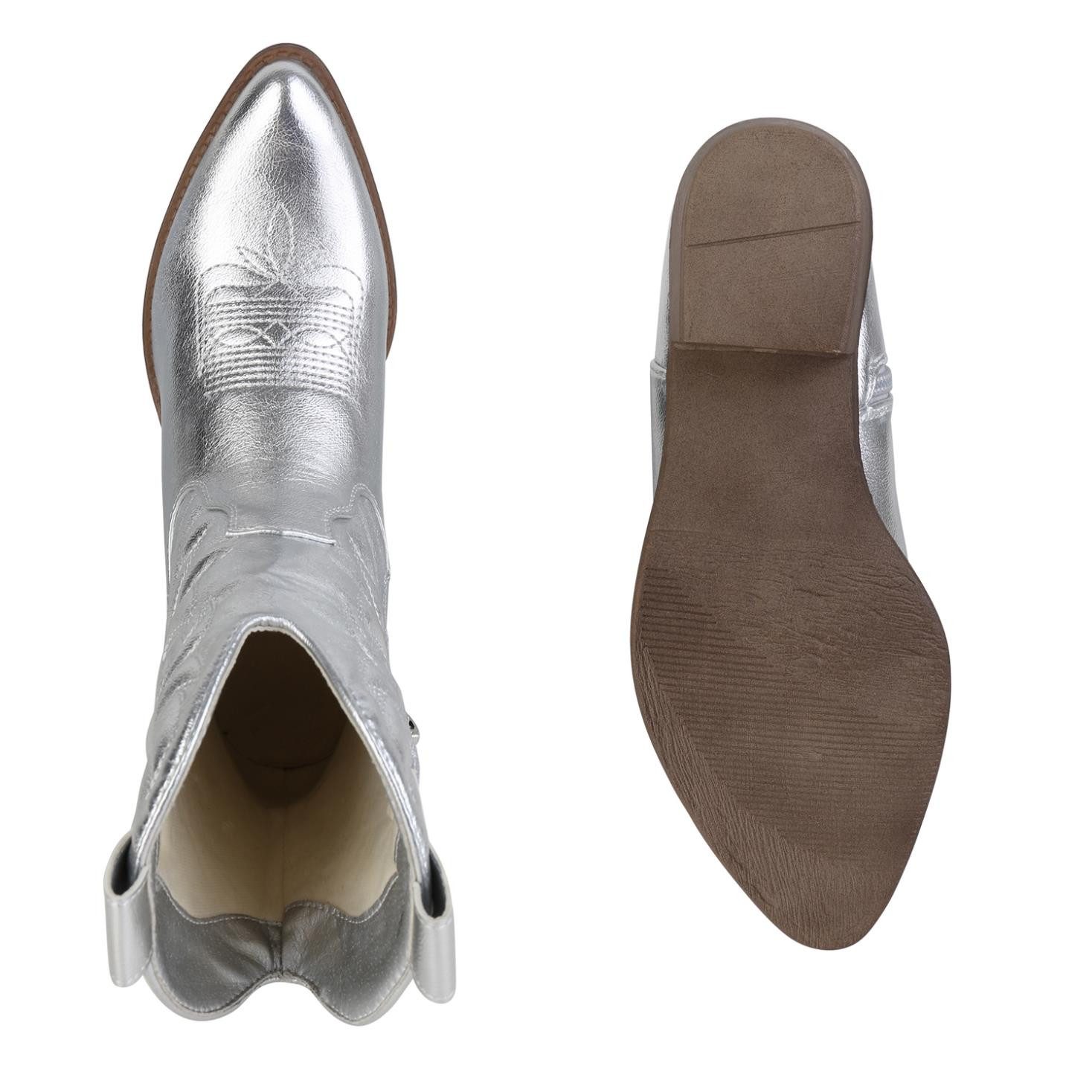 VAN HILL 840203 Cowboy Boots Damen Stiefeletten Cowboy Boots Stickereien Ho günstig online kaufen