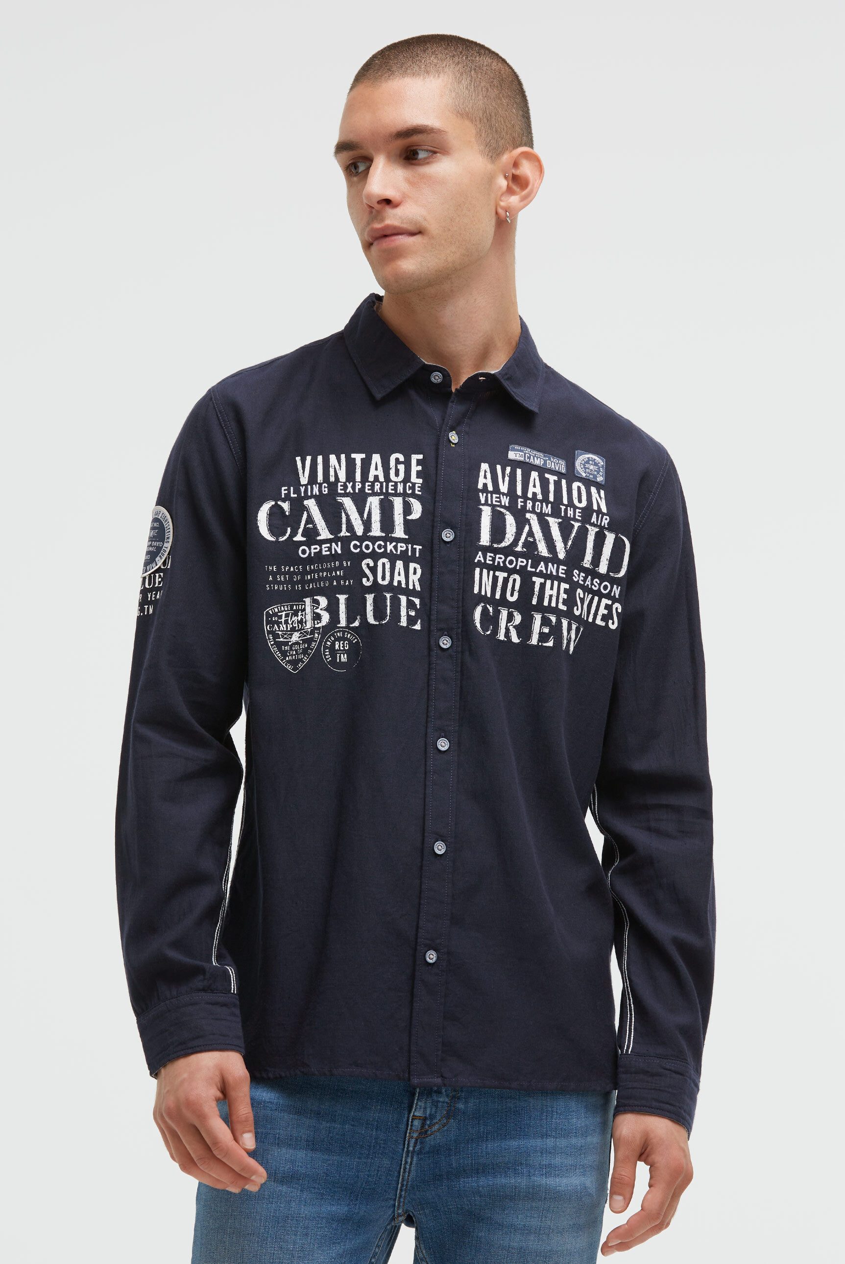CAMP DAVID Langarmhemd aus Baumwolle