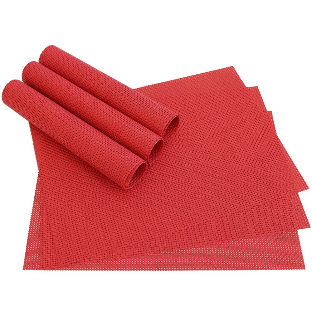 matches21 HOME & HOBBY Platzset Tischset ELEGANCE rot 6er Tischunterlage als Tischdeko, (6-St), modernes Esstisch Platzdeckchen als abwaschbarer Tischuntersetzer