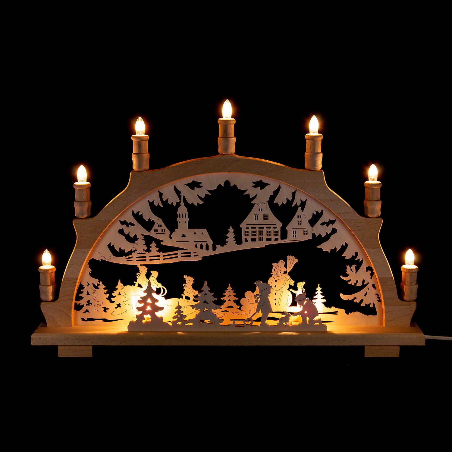 Lenk und Sohn Schwibbogen Schwibbogen Winterkinder (57x38cm) von Kunstgewerbe Lenk & Sohn