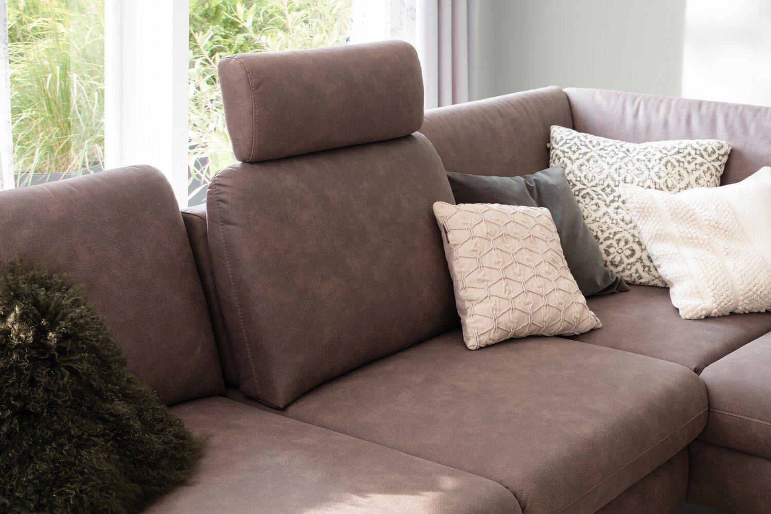 Ecksofa Sofa Braun Schlaffunktion, Bettkasten Sofa mit Selma Natur24 Schlafsofa