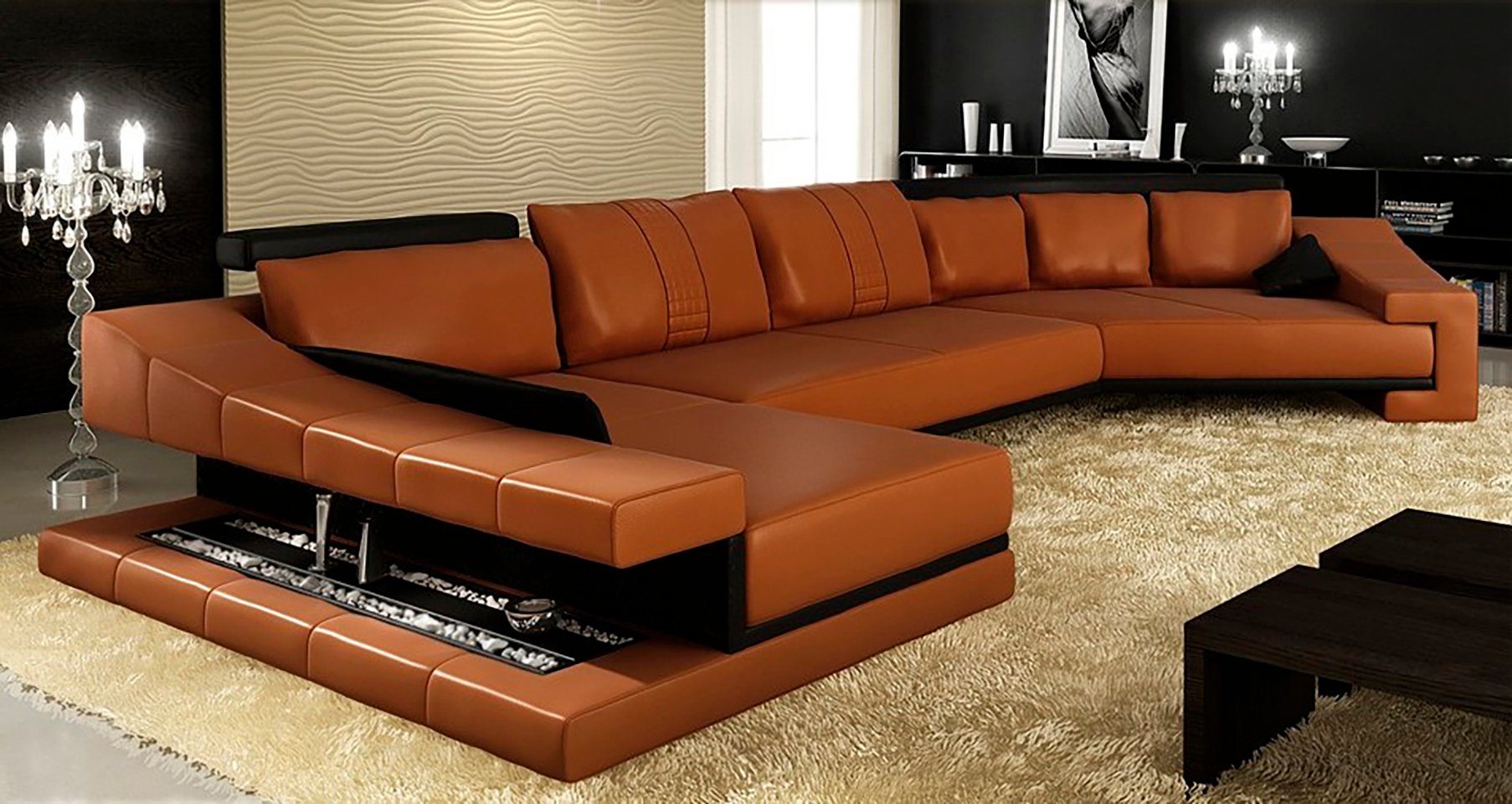 JVmoebel Ecksofa Ledersofa Wohnlandschaft XXL Ecksofa Bigsofa Couch Designersofa, Made In Europe