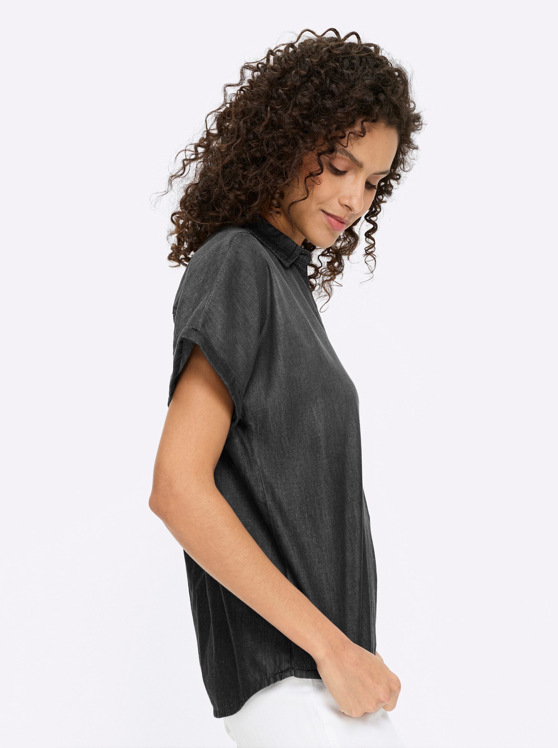 heine Klassische Bluse Jeansbluse Kurzarm