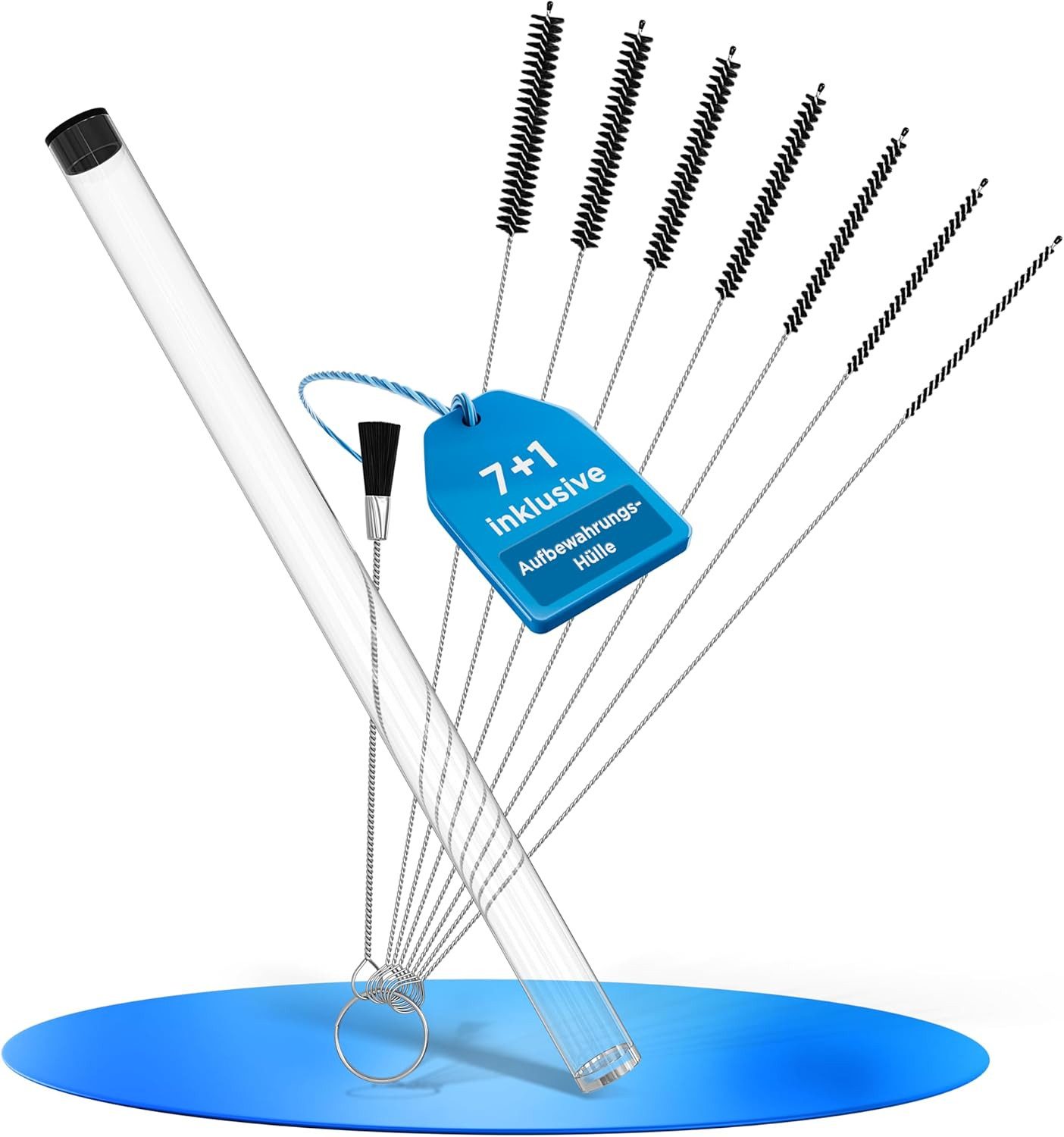 Lobenswerk Reinigungsbürsten-Set XXL Bürsten-Set 7+1, ink. Hülle zur Aufbewahrung, (8-tlg), rostfreier Edelstahlkern, schimmelresistent, wasser- und ölabweisend