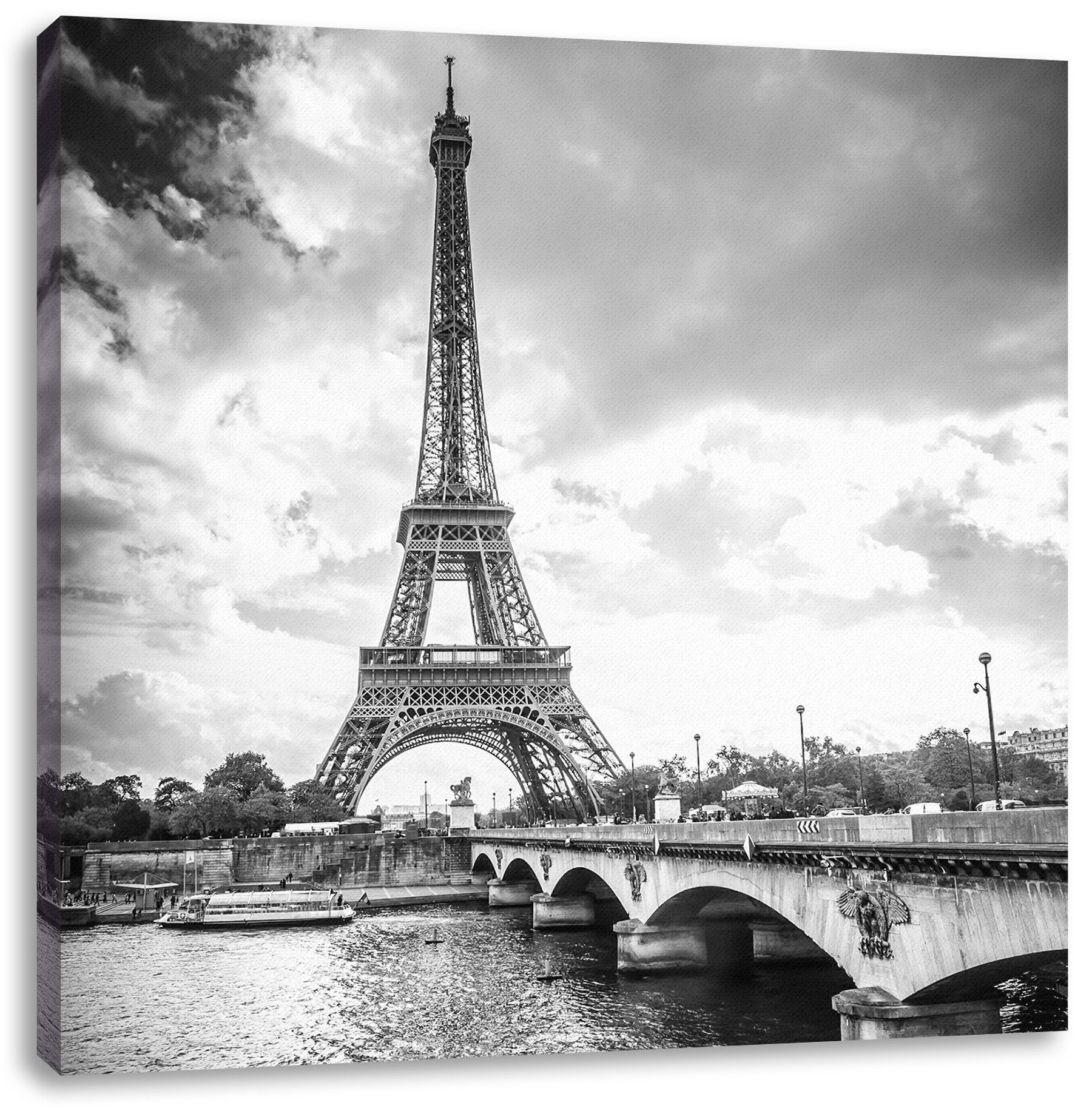 Pixxprint Leinwandbild Eiffelturm in Paris Kunst B&W, Eiffelturm in Paris Kunst B&W (1 St), Leinwandbild fertig bespannt, inkl. Zackenaufhänger
