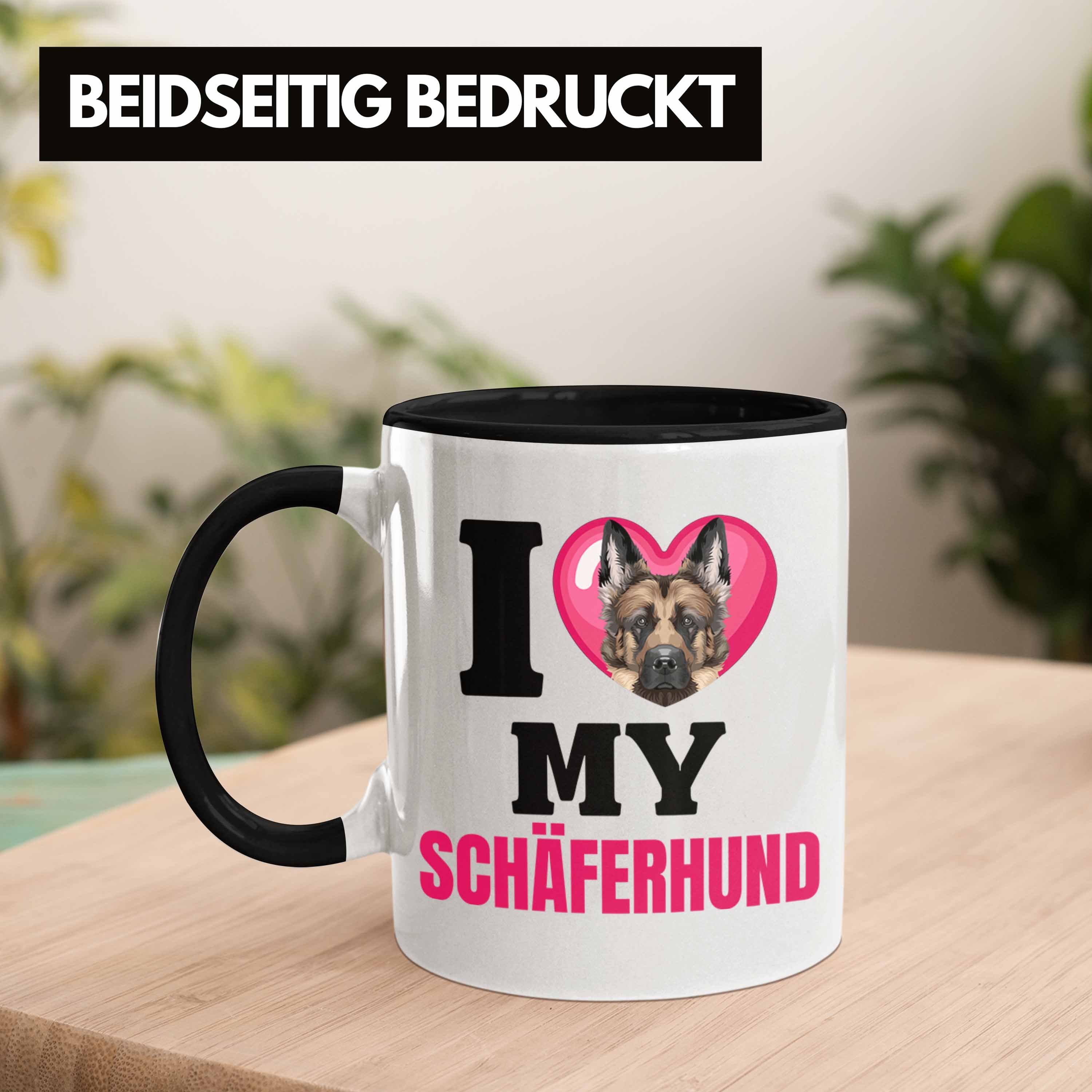 Trendation Schwarz Tasse Lustiger I Spruch Schäferhund Geschenk Tasse Geschenkidee L Besitzerin