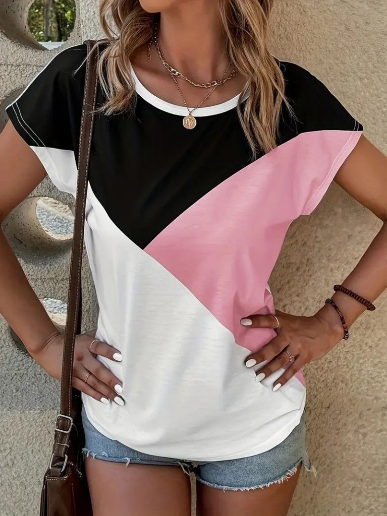 Moda Yakamoz Blusentop Damen V-Ausschnitt Viskose T-Shirt