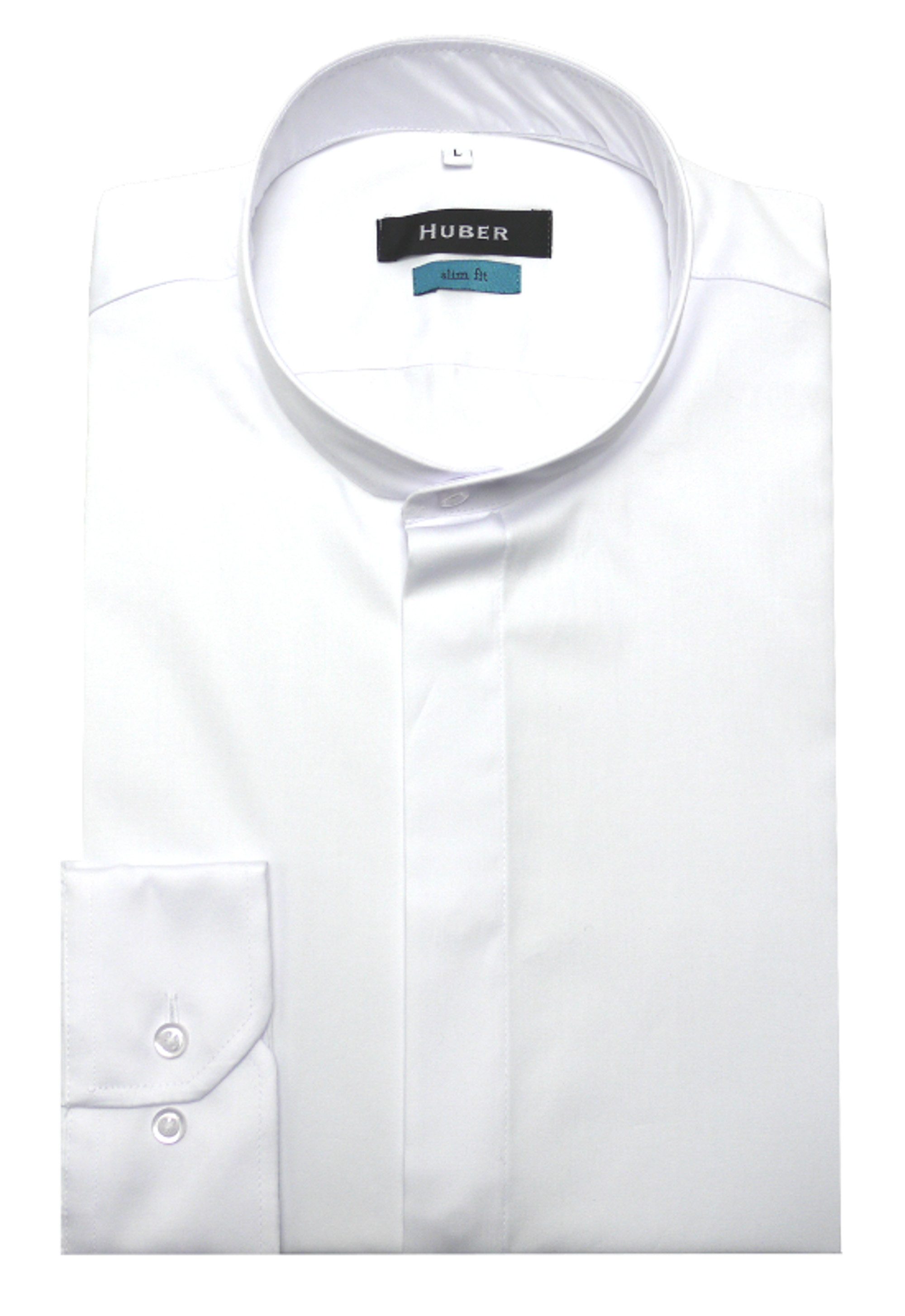 Huber Hemden Langarmhemd HU-0328 Slim Fit tailliert-engere körpernahe Form Stehkragen, Verdeckte Leiste
