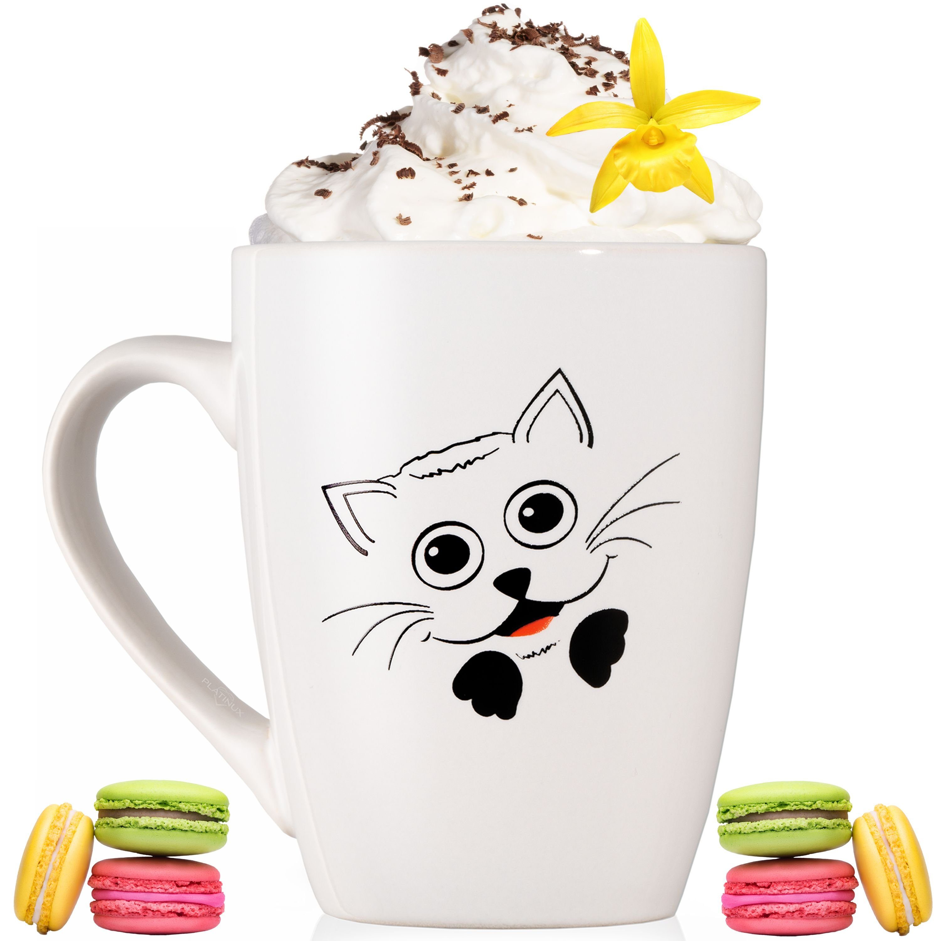 PLATINUX Tasse Kaffeetasse mit Katzen Motiv "Felix" Keramik 250ml, Keramik, mit Griff (max. 300ml) Tasse Teetasse Kaffeebecher Teebecher