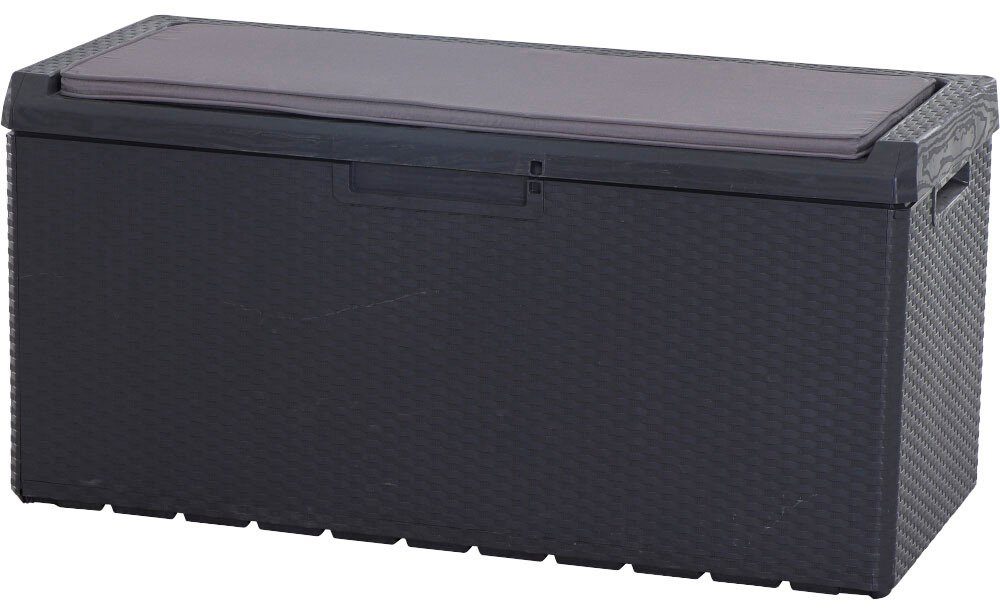 Siena Garden Kissenbox Portonovo, 350 L, Rattan/Holzoptik, Kunststoff, anthrazit, inkl. Sitzkissen